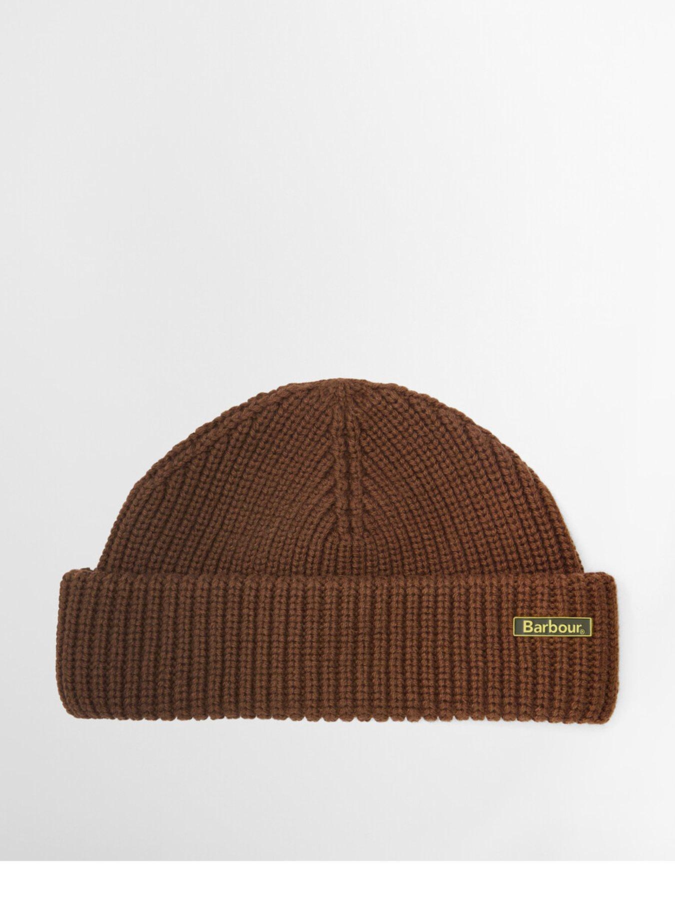 Barbour Mosely Fisherman Beanie Hat in Brown Cotton Blend One Size - Image 3