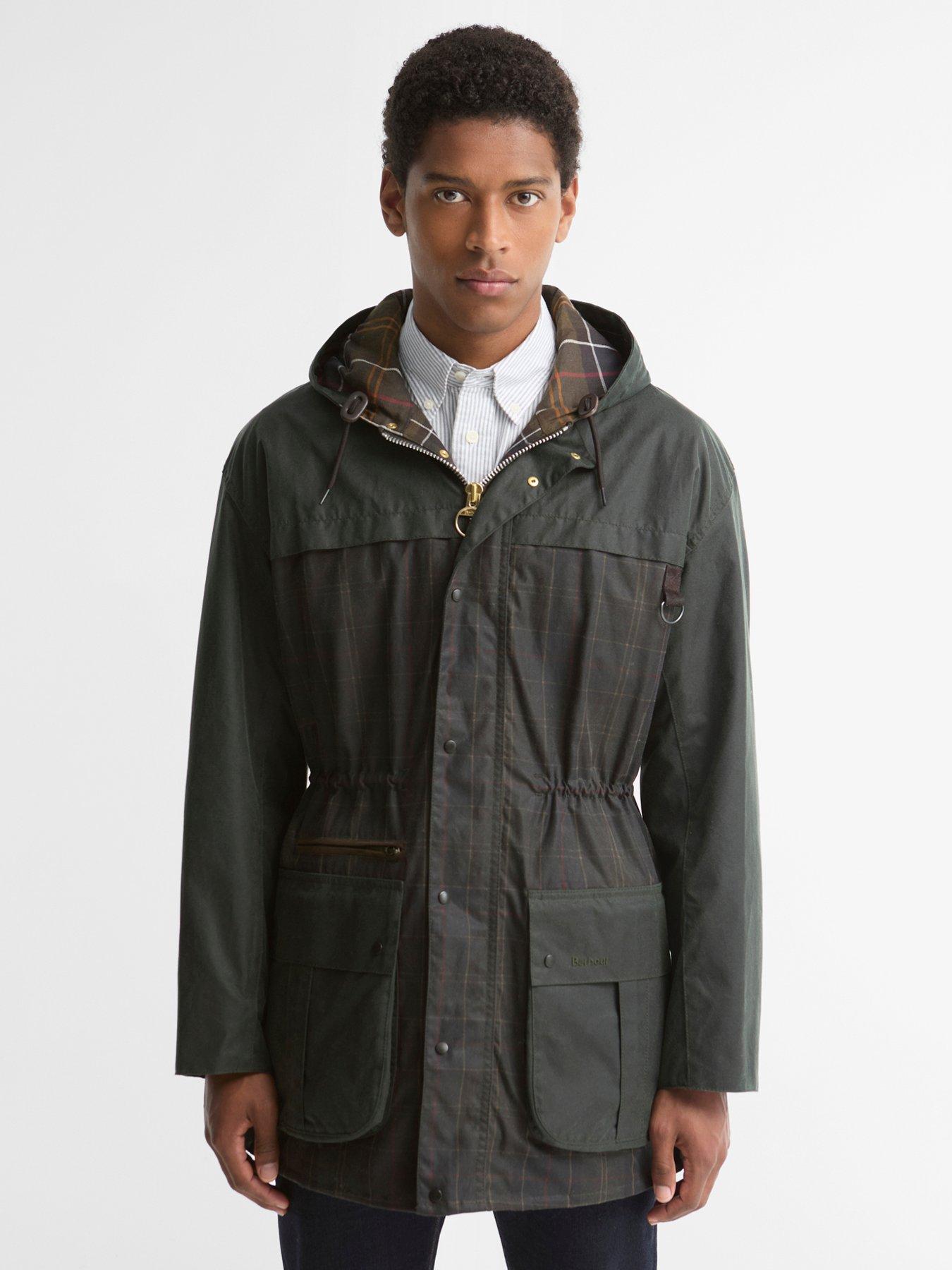 Barbour Icons Classic Tartan Durham Wax Jacket, Green, Size M, Men
