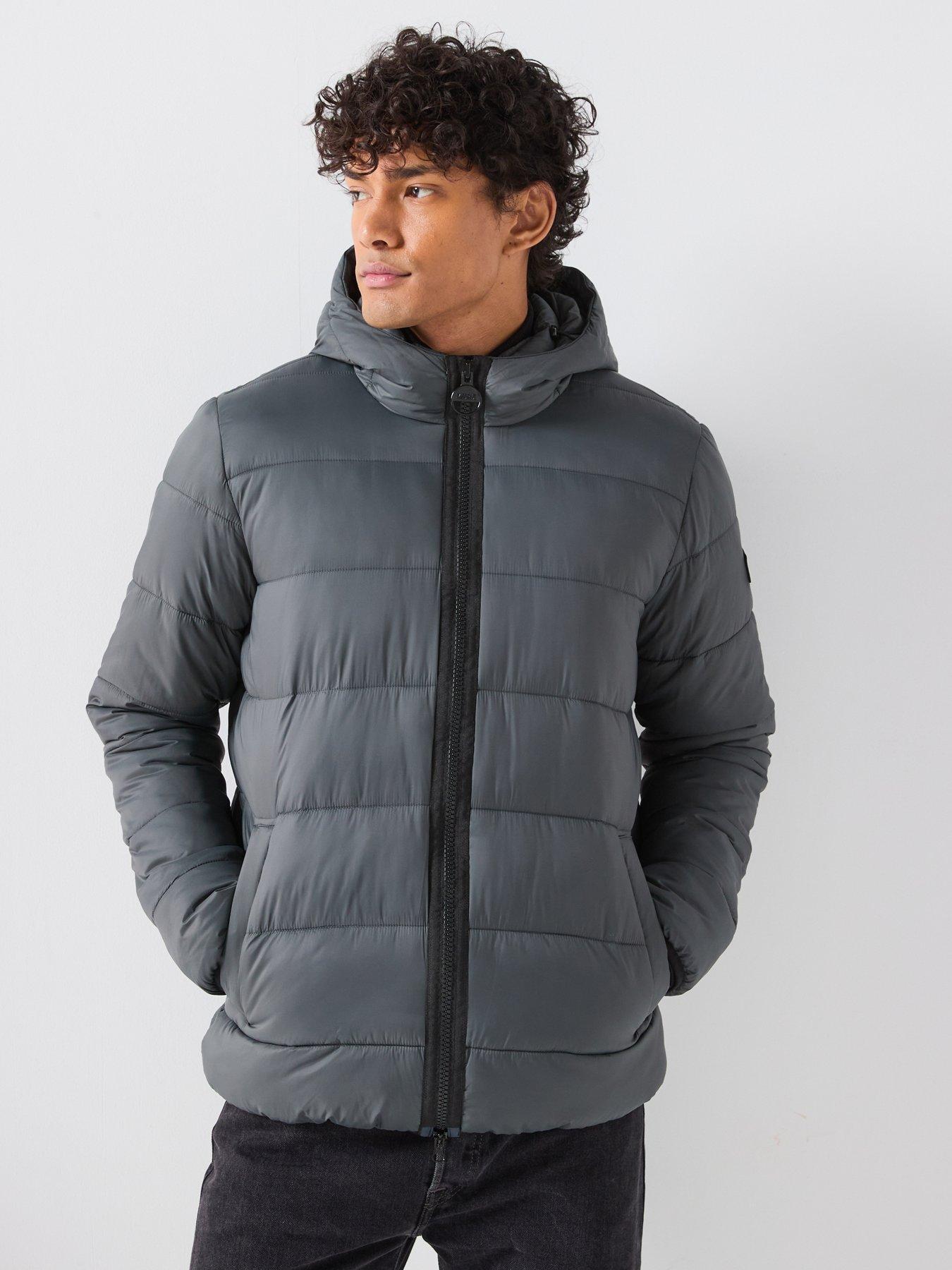 Barbour International International Bobber Hooded Padded Jacket, Grey, Size M, Men