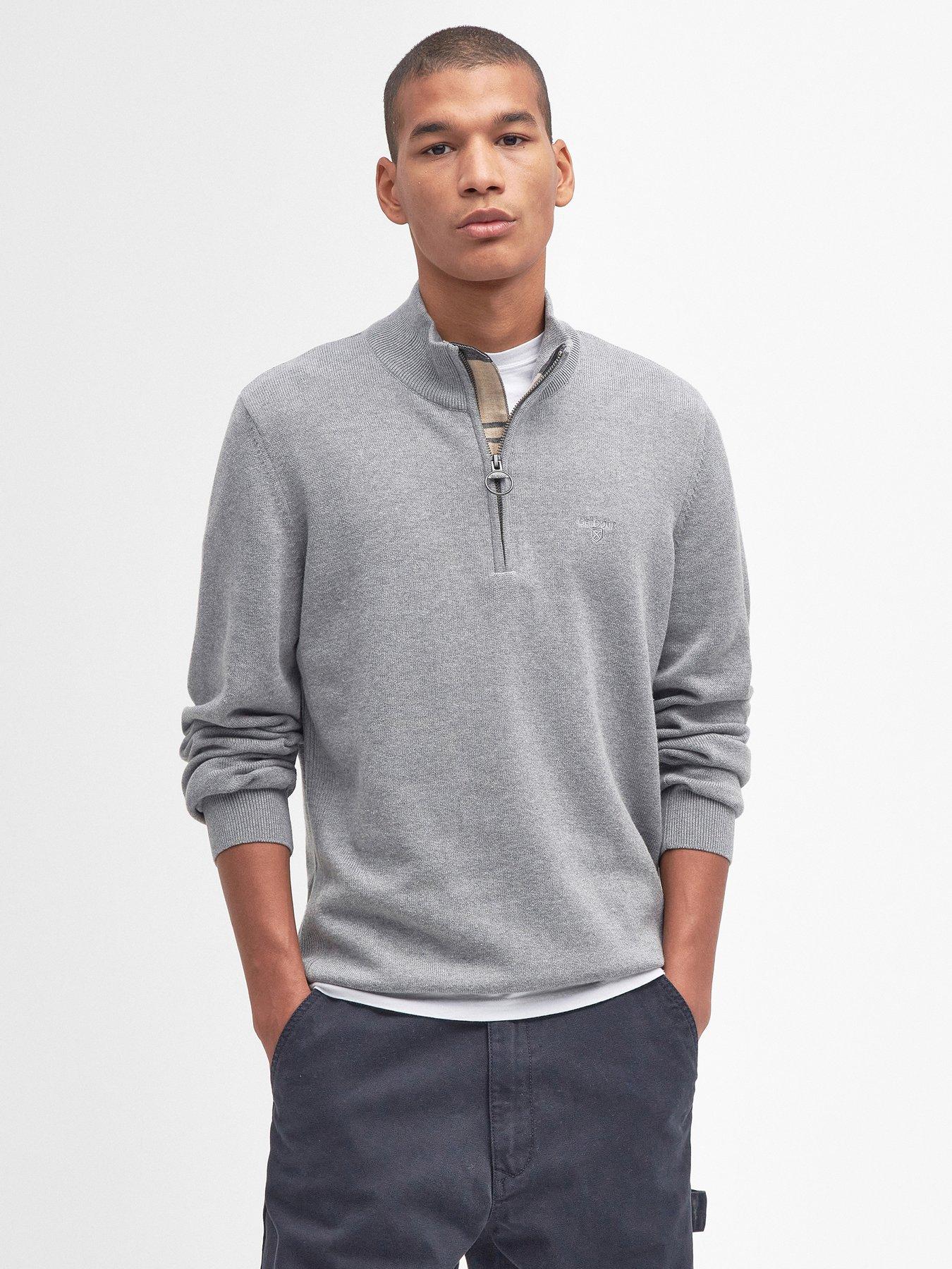 Image 1 of 5 of Barbour Cotton Half Zip Knitted Jumper - Grey