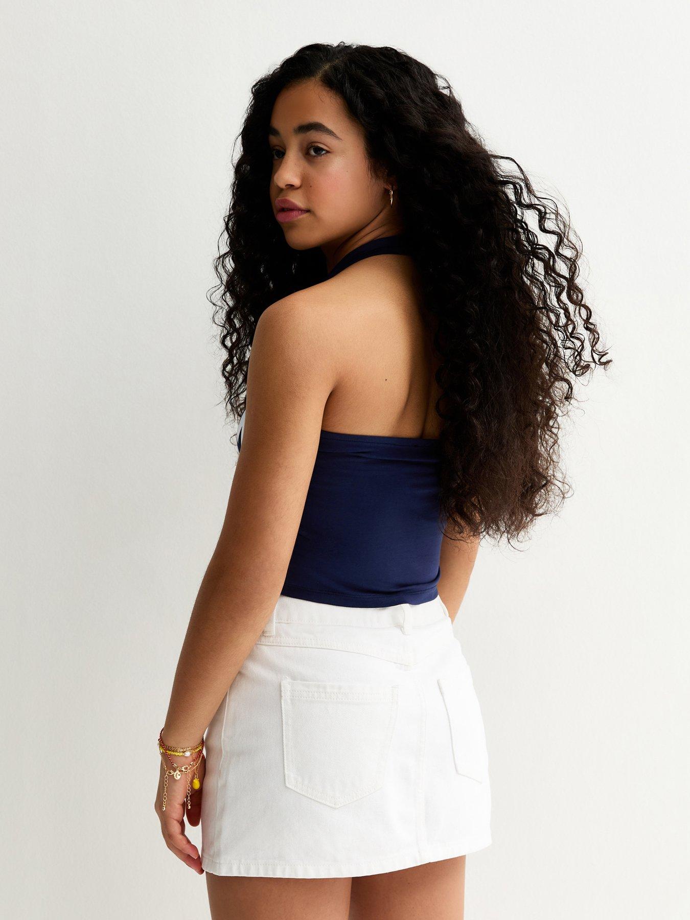 Image 2 of 5 of New Look 915 Girls Boston 1998 Halterneck Crop Top - Navy