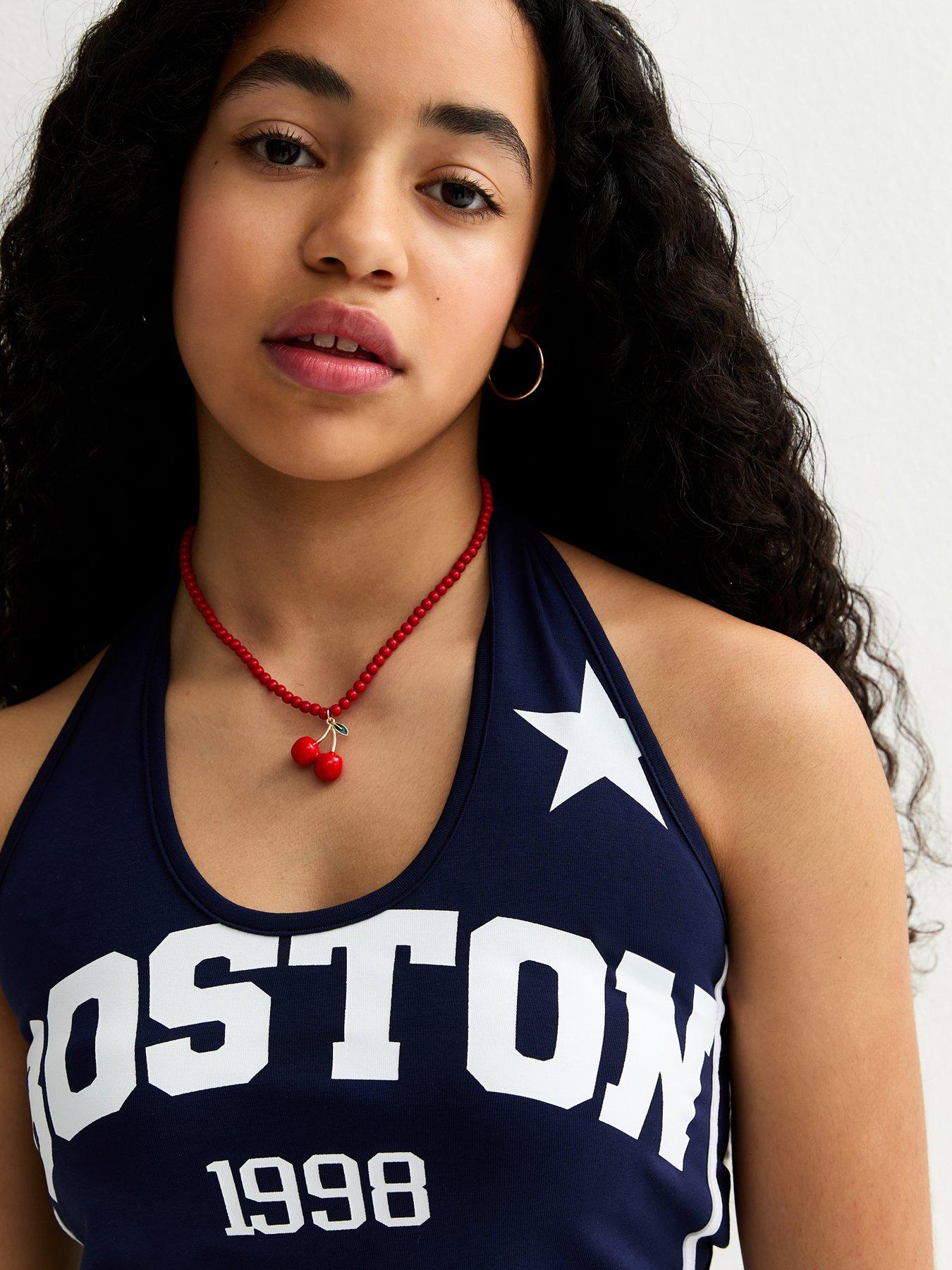 Image 4 of 5 of New Look 915 Girls Boston 1998 Halterneck Crop Top - Navy