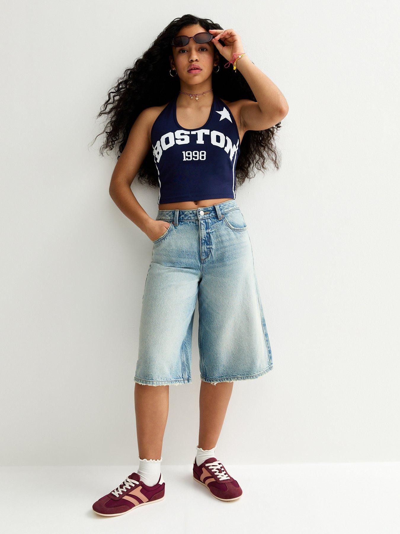 Image 5 of 5 of New Look 915 Girls Boston 1998 Halterneck Crop Top - Navy