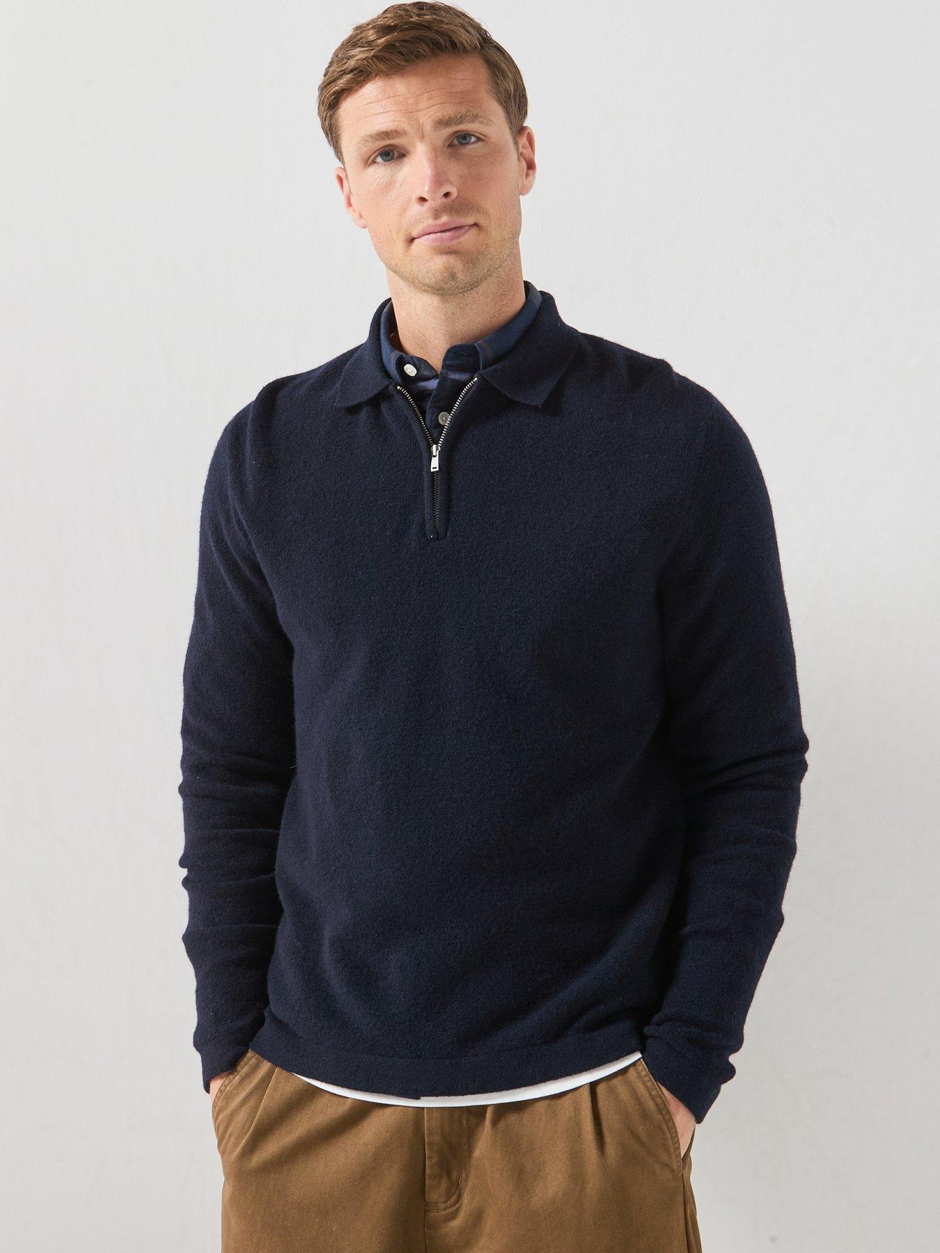 Image 1 of 5 of Barbour Mens Bearsted Knitted Zip Polo Shirt - Navy