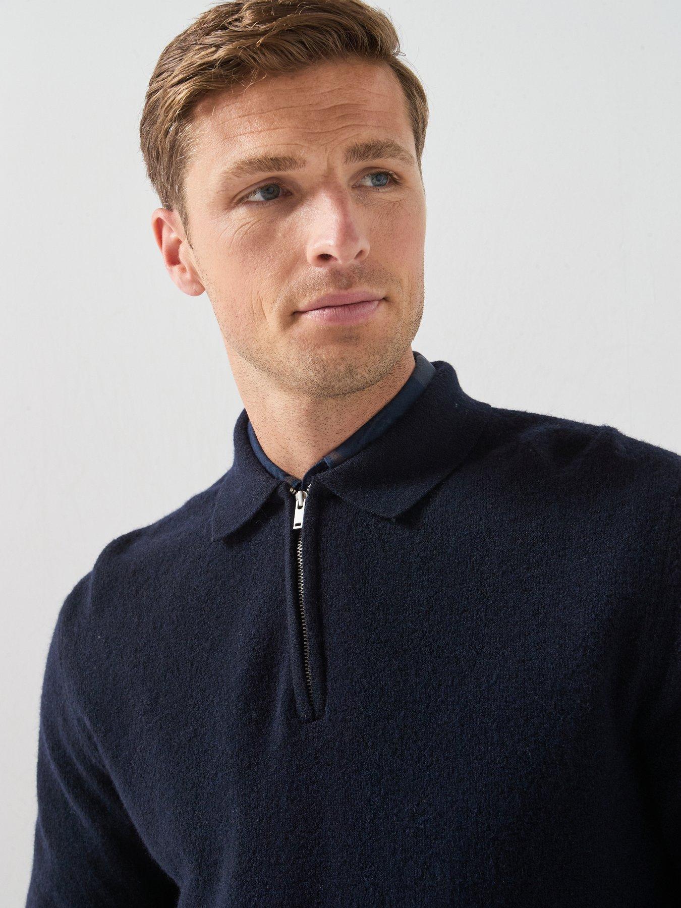 Image 4 of 5 of Barbour Mens Bearsted Knitted Zip Polo Shirt - Navy