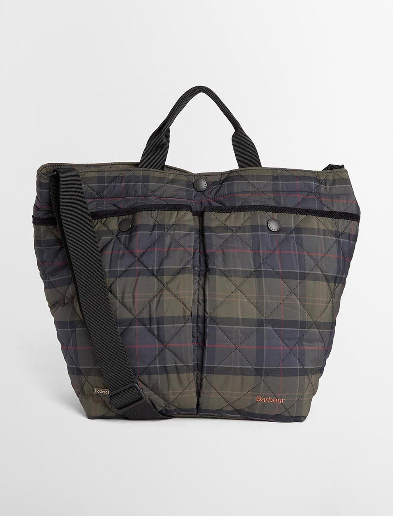 Barbour Shadow Tartan Liddesdale Tote Bag, Green, Men