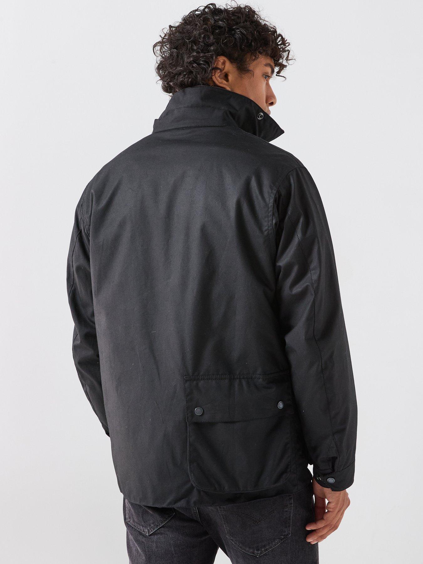 Image 2 of 6 of Barbour International Mens Brake Line Waxed Cotton Cord Collar Jacket - Black