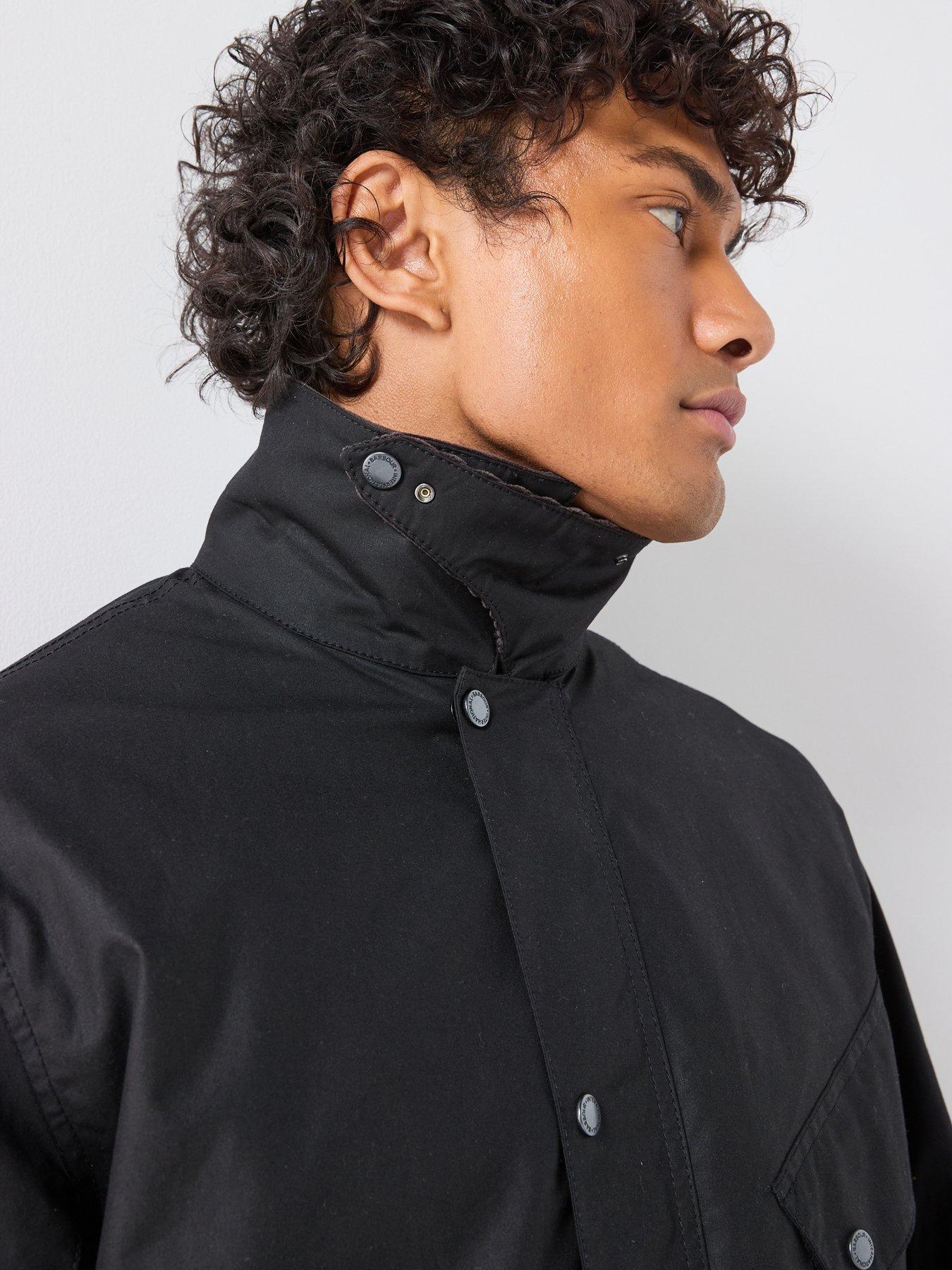 Image 4 of 6 of Barbour International Mens Brake Line Waxed Cotton Cord Collar Jacket - Black