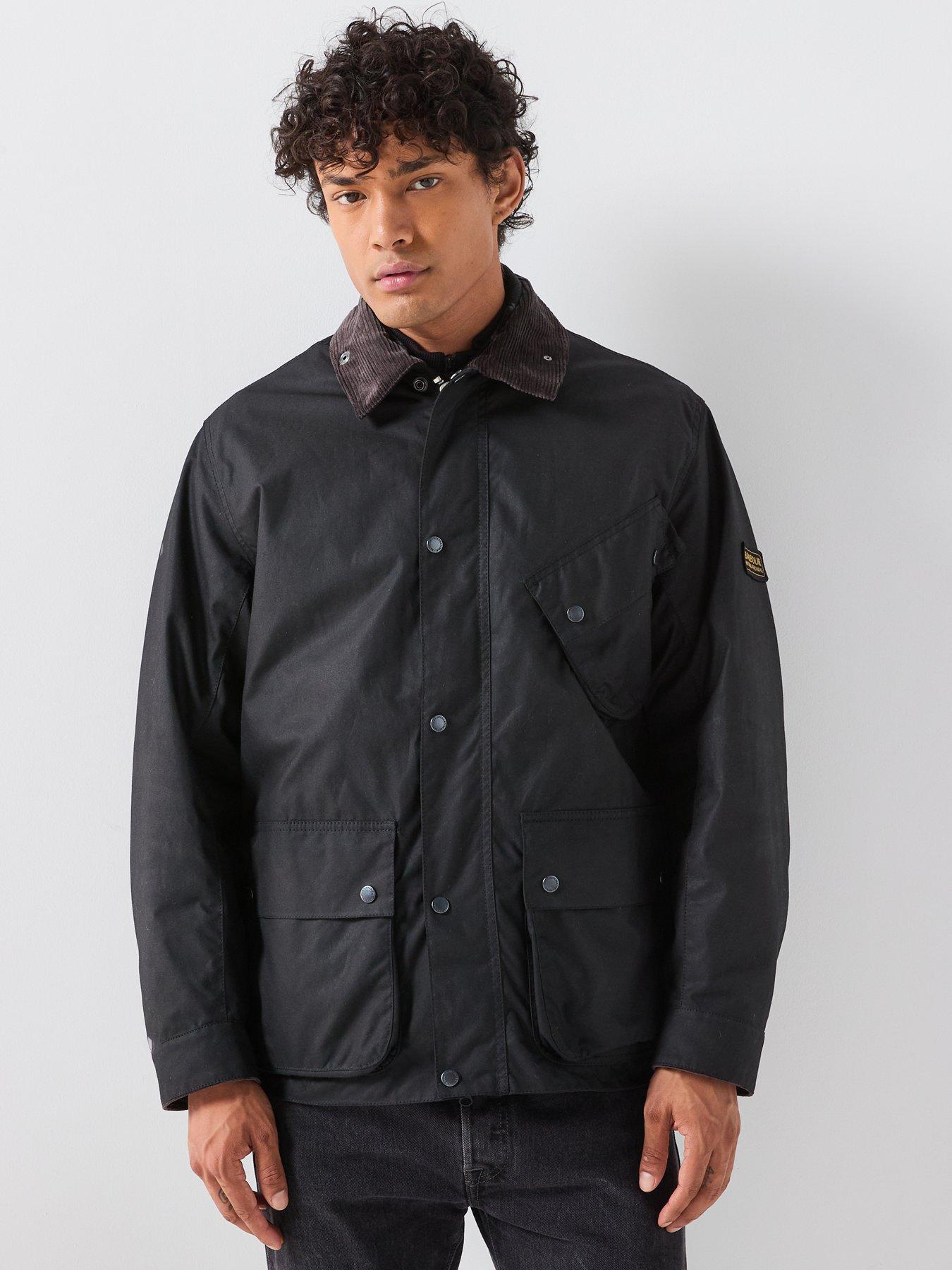 Image 6 of 6 of Barbour International Mens Brake Line Waxed Cotton Cord Collar Jacket - Black