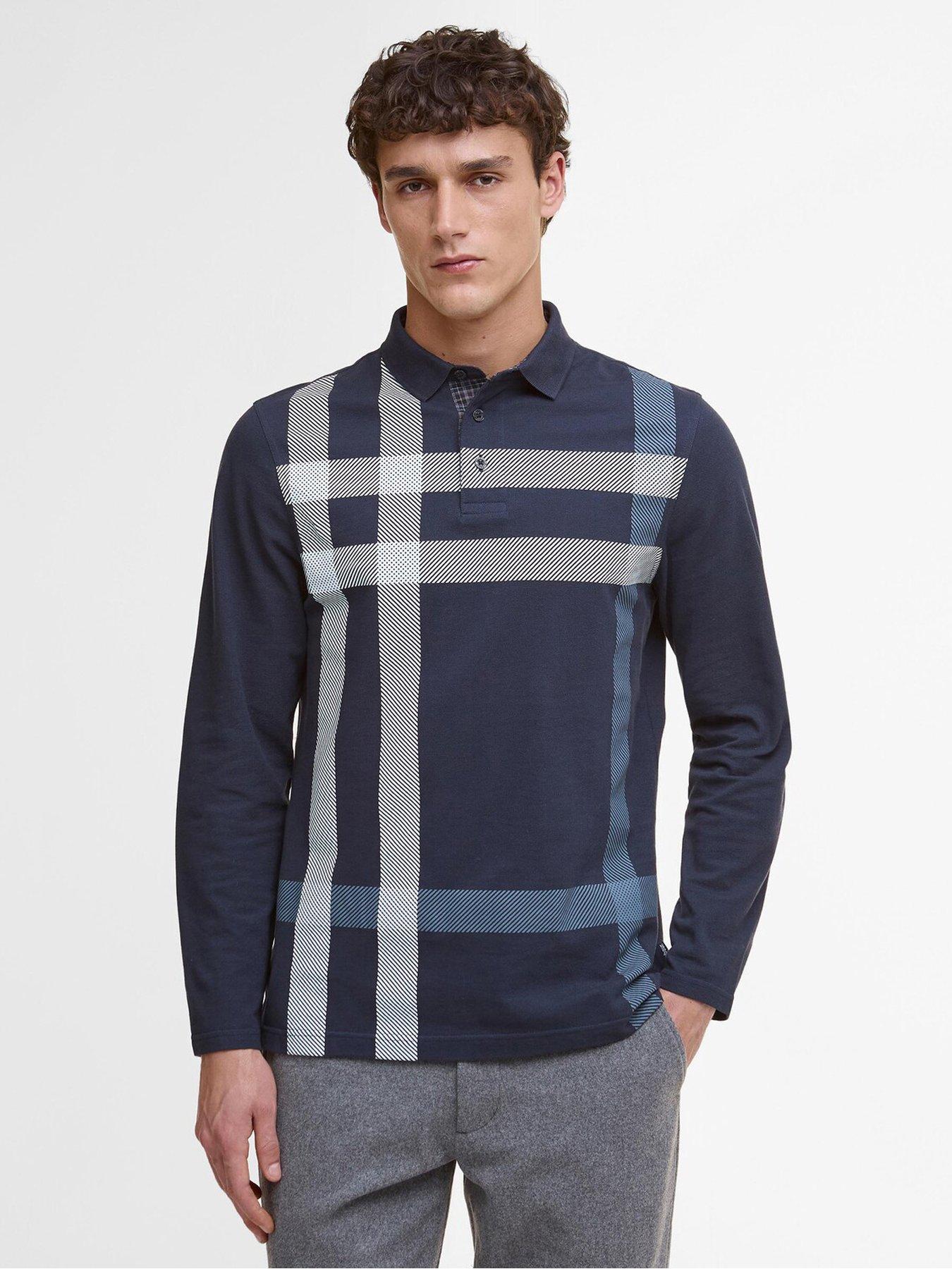 Barbour Blaine Tartan Long-Sleeved Polo Shirt - Navy