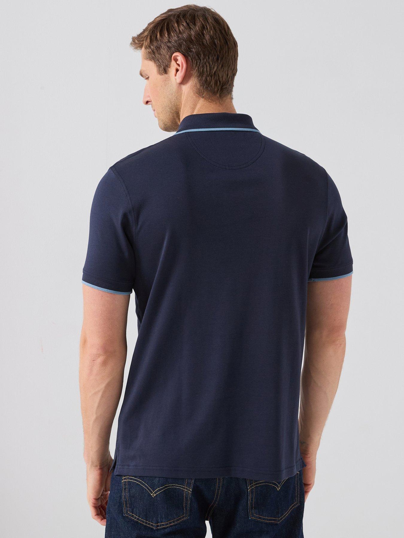 Image 2 of 5 of Barbour Mens Callock Tailored Tipped Polo Shirt - Navy