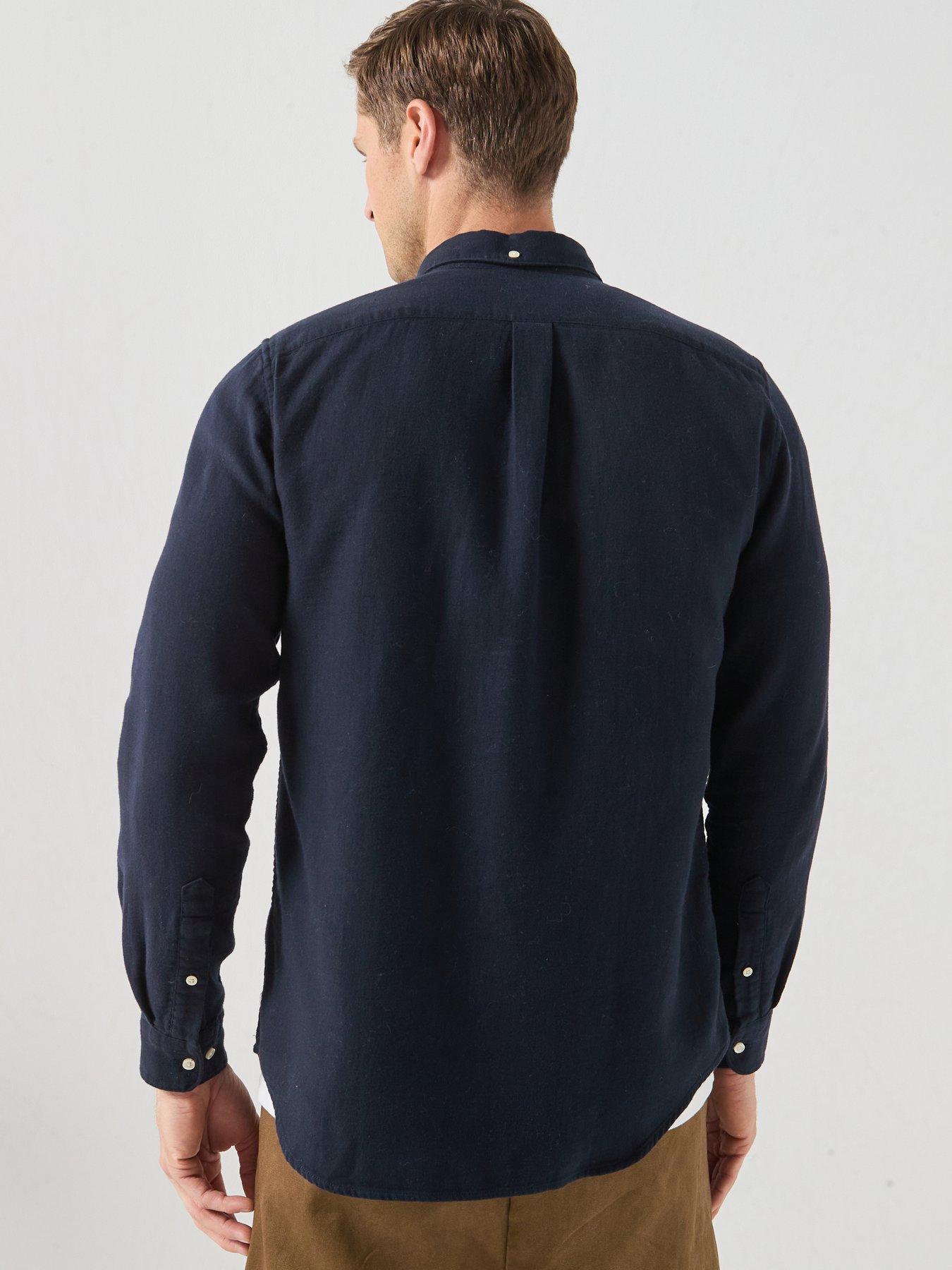 Image 2 of 6 of Barbour Mens Buckley Tailored Herringbone Shirt - Navy