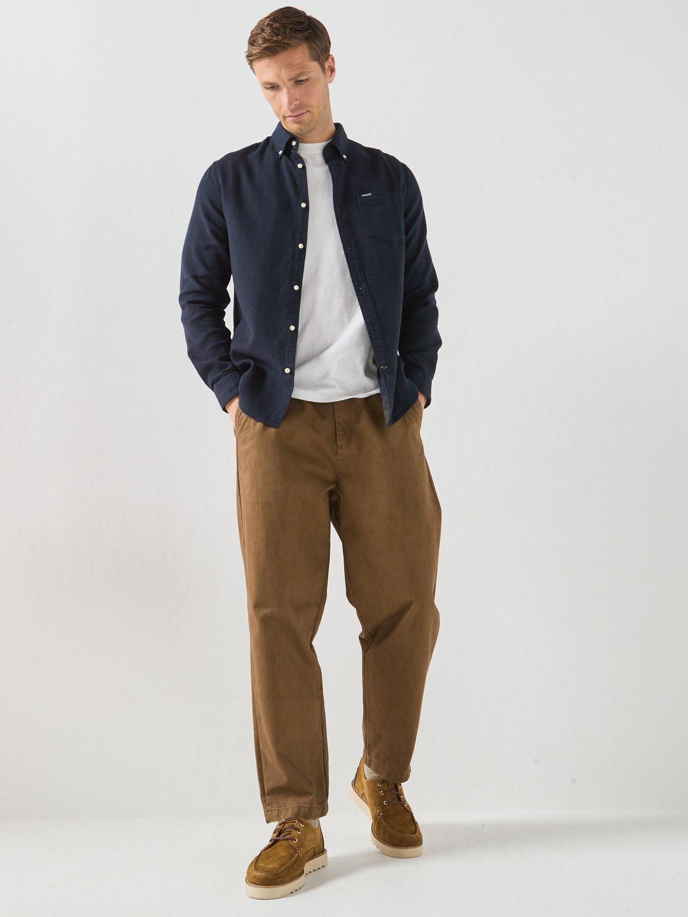 Image 3 of 6 of Barbour Mens Buckley Tailored Herringbone Shirt - Navy
