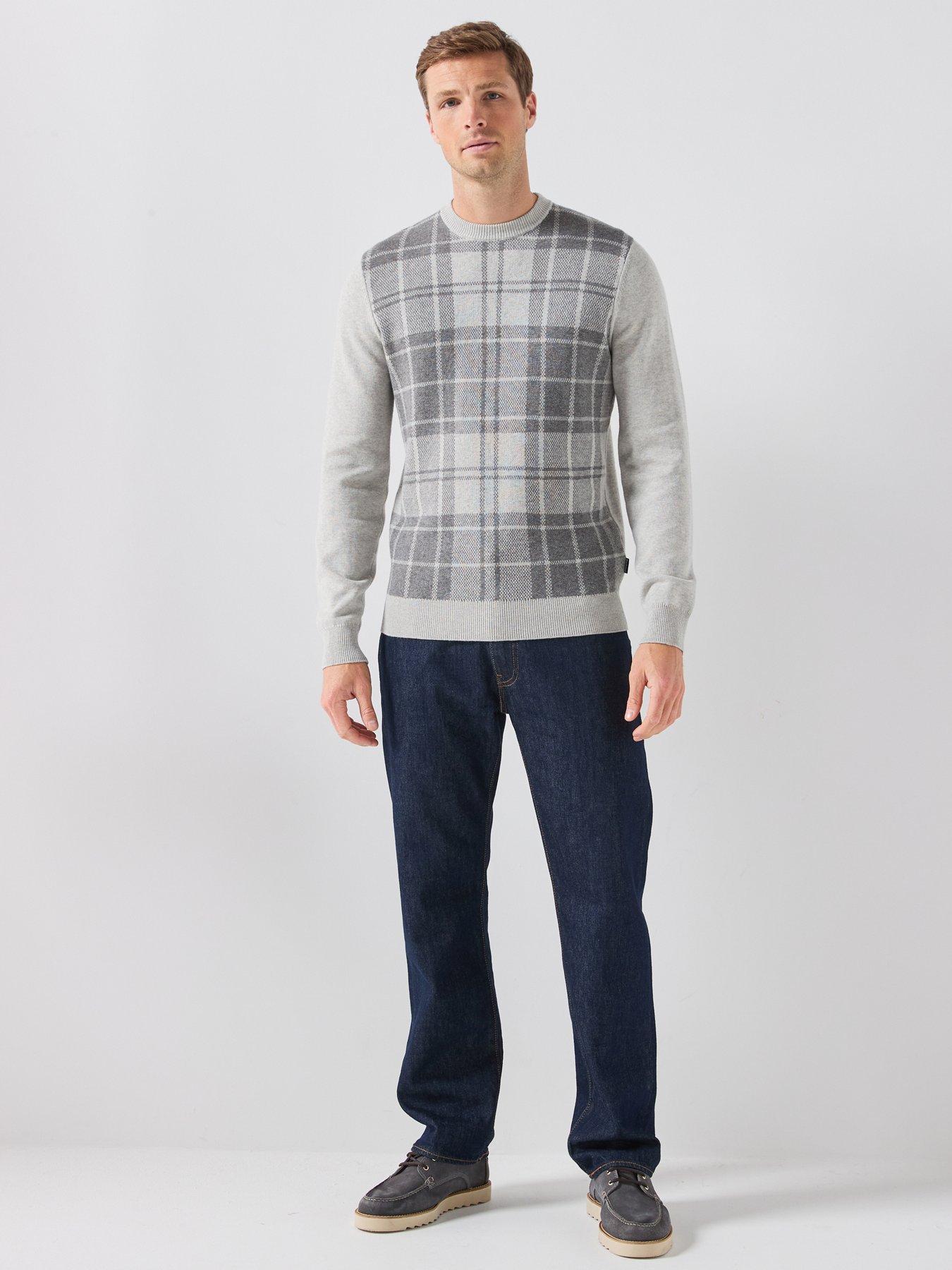 Image 3 of 6 of Barbour Mineral Tartan Crewneck Knitted Jumper - Grey