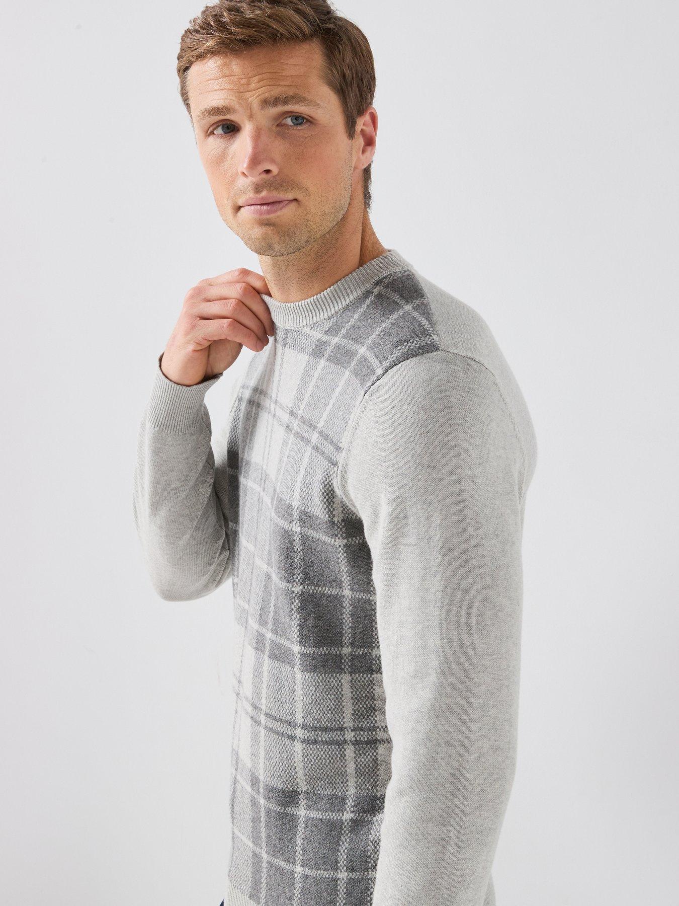Image 6 of 6 of Barbour Mineral Tartan Crewneck Knitted Jumper - Grey