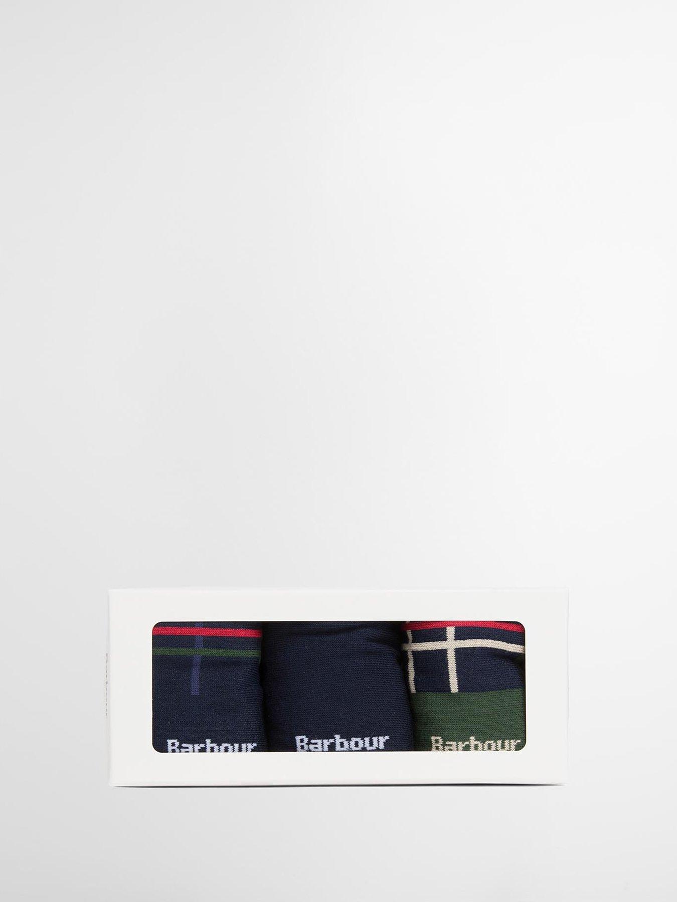 Image 4 of 4 of Barbour Mens Tartan Gift Box 3 Pack Socks - Navy