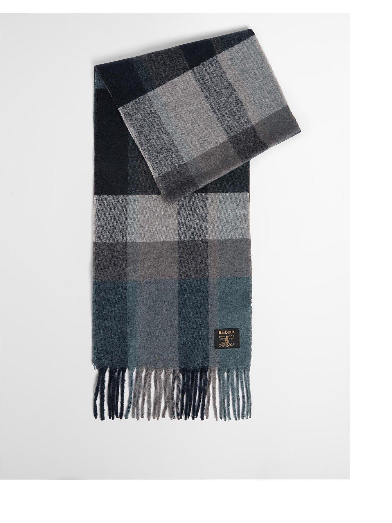 Barbour Mens Westerdale Boucle Checked Scarf, Grey, Men