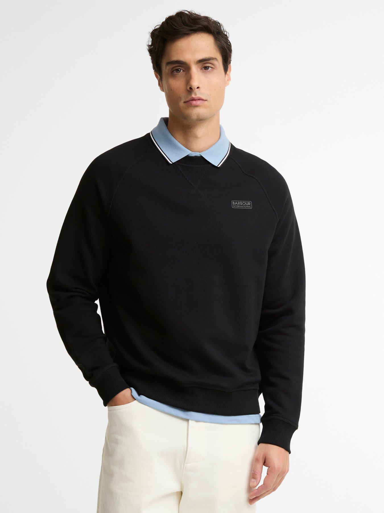Barbour International International Essential Crew Neck Sweat, Black, Size L, Men