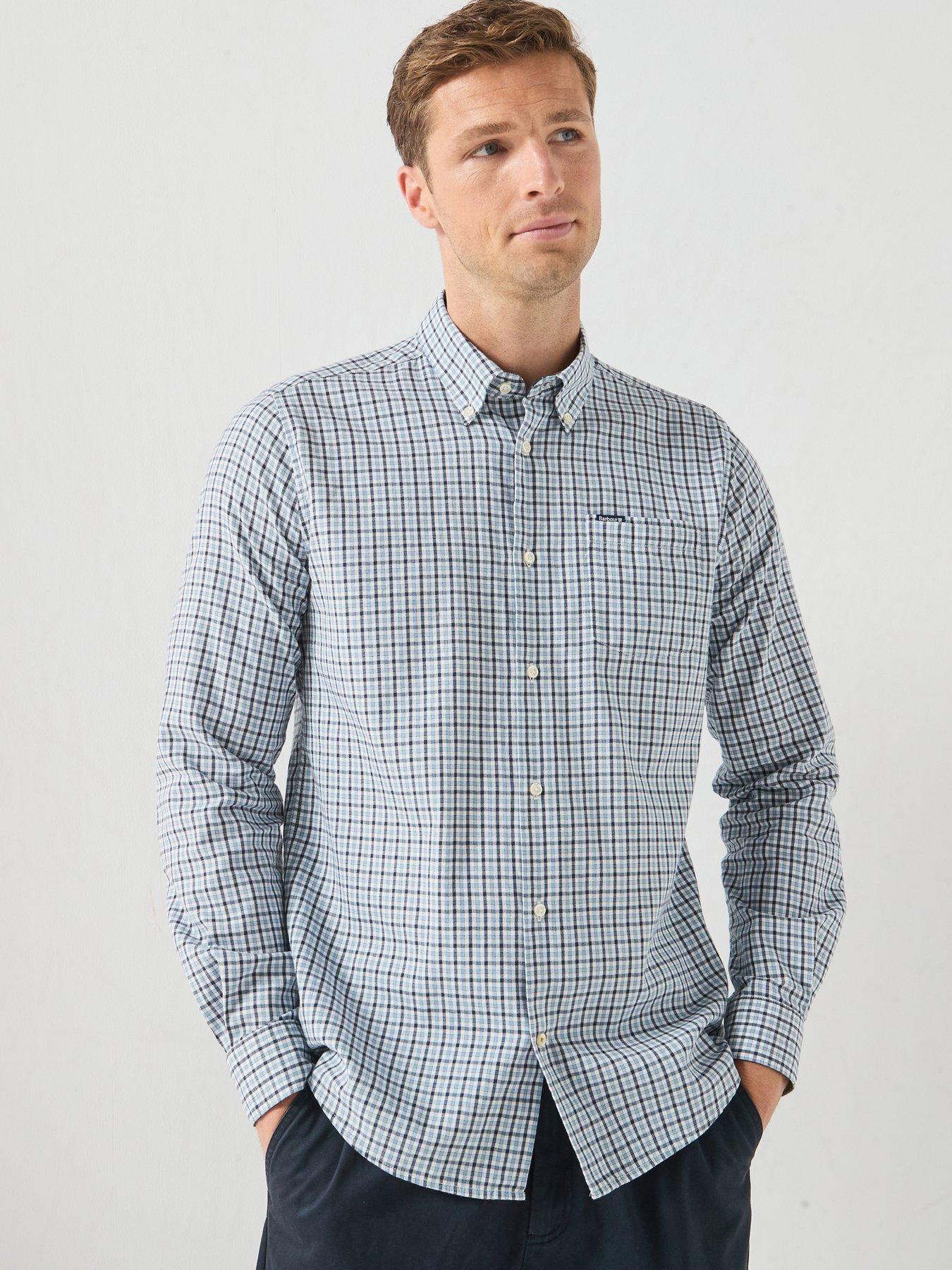 Barbour Padshaw Tailored Gingham Shirt, Blue, Size L, Men