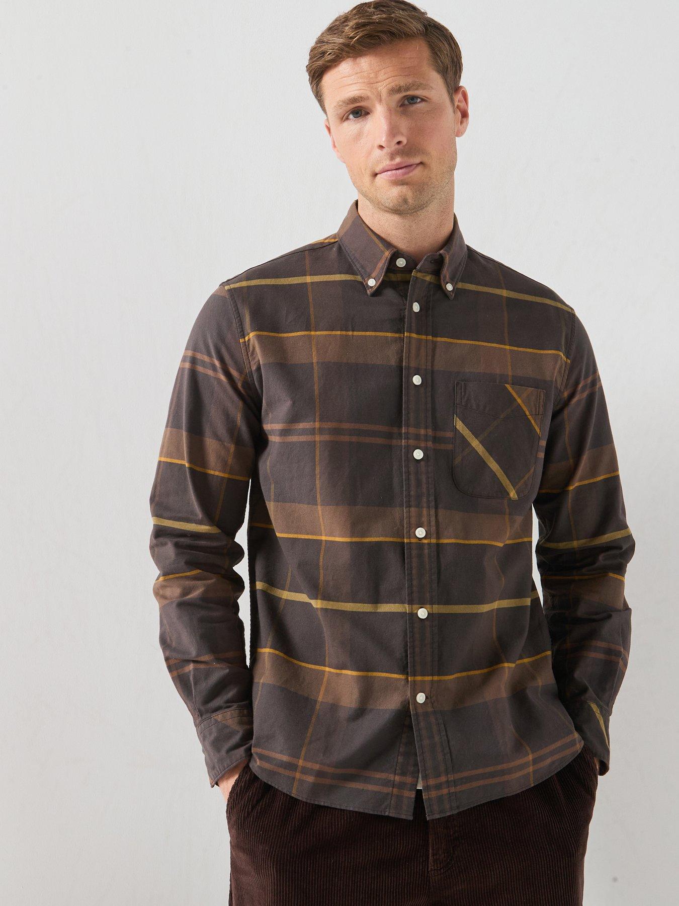 Barbour Mineral Tartan Dunoon Regular Fit Shirt, Brown, Size M, Men