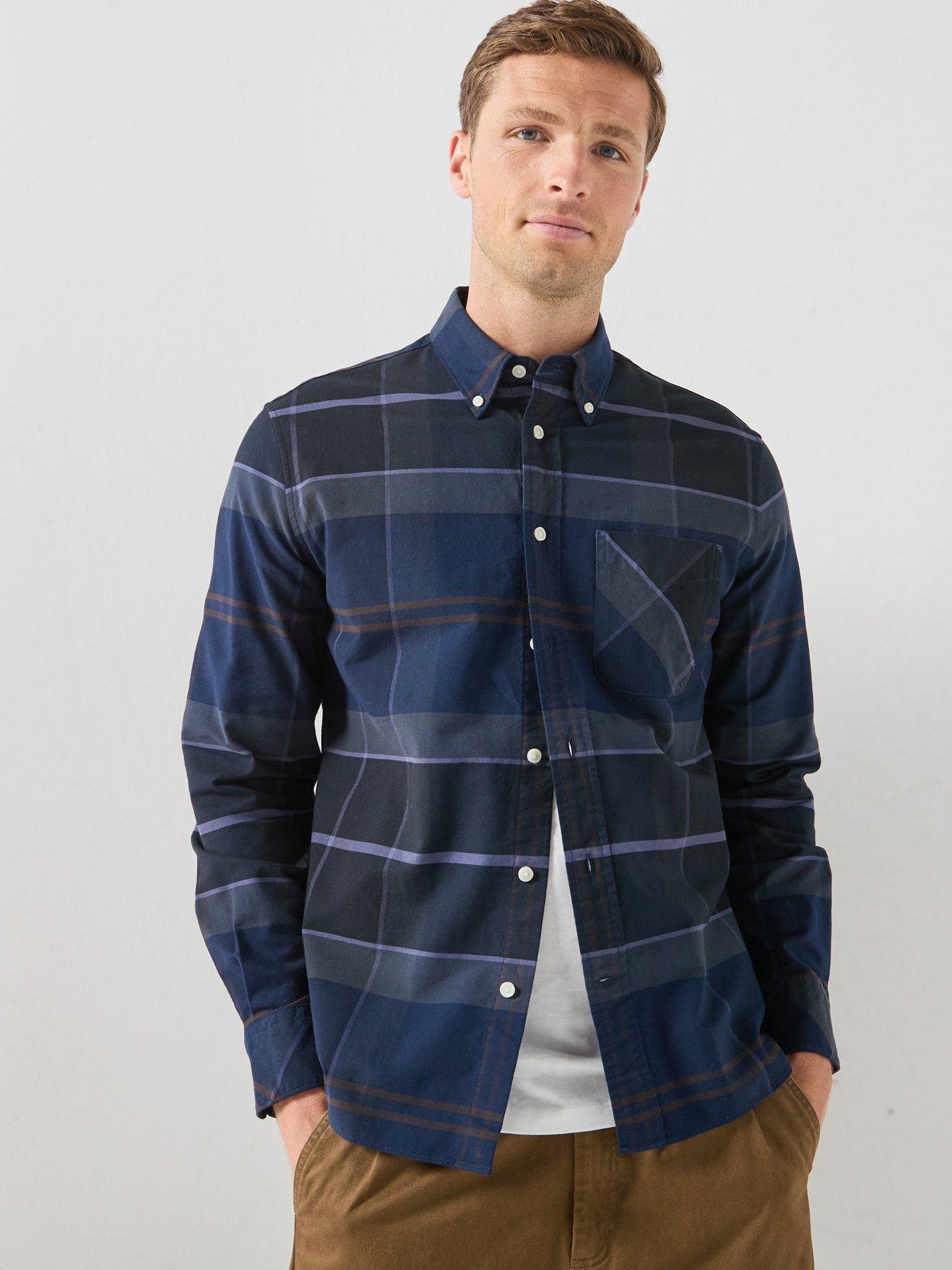 Barbour Mineral Tartan Dunoon Regular Fit Shirt, Navy, Size S, Men