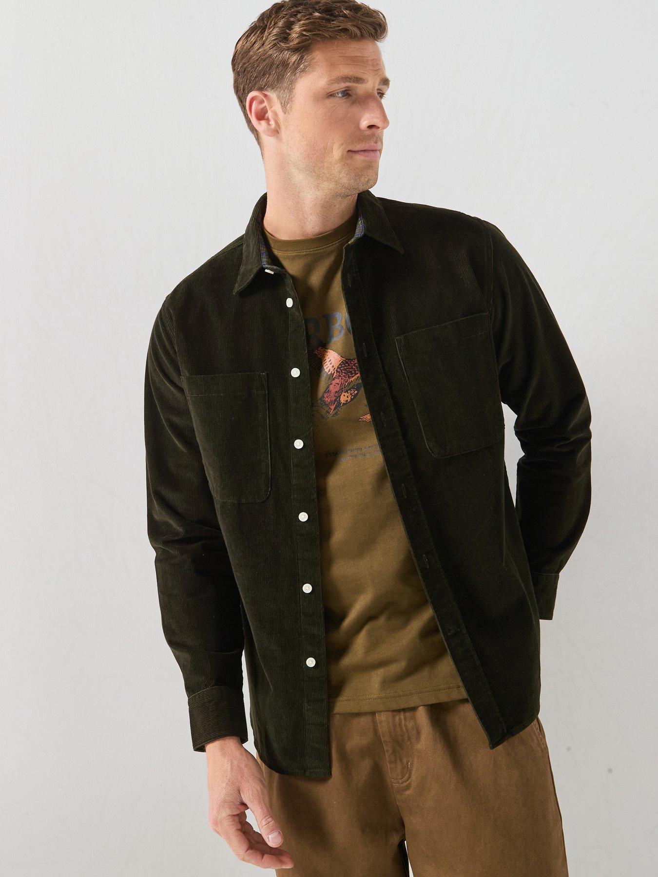 Image 1 of 5 of Barbour Mens Regular Fit Corduroy Long Sleeve Shirt - Green