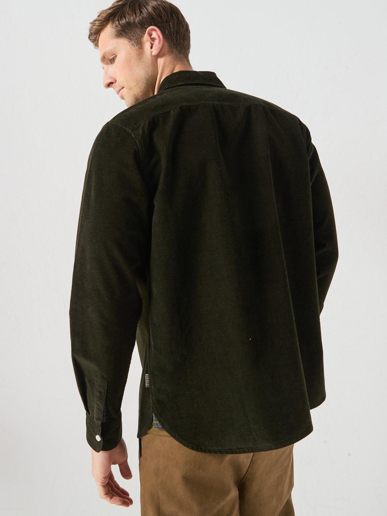 Image 2 of 5 of Barbour Mens Regular Fit Corduroy Long Sleeve Shirt - Green