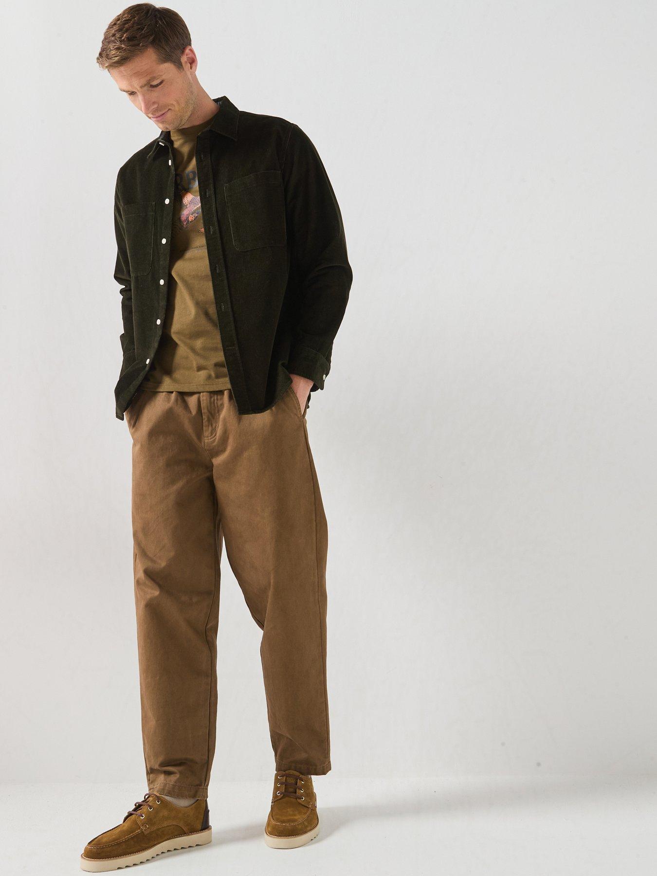 Image 3 of 5 of Barbour Mens Regular Fit Corduroy Long Sleeve Shirt - Green