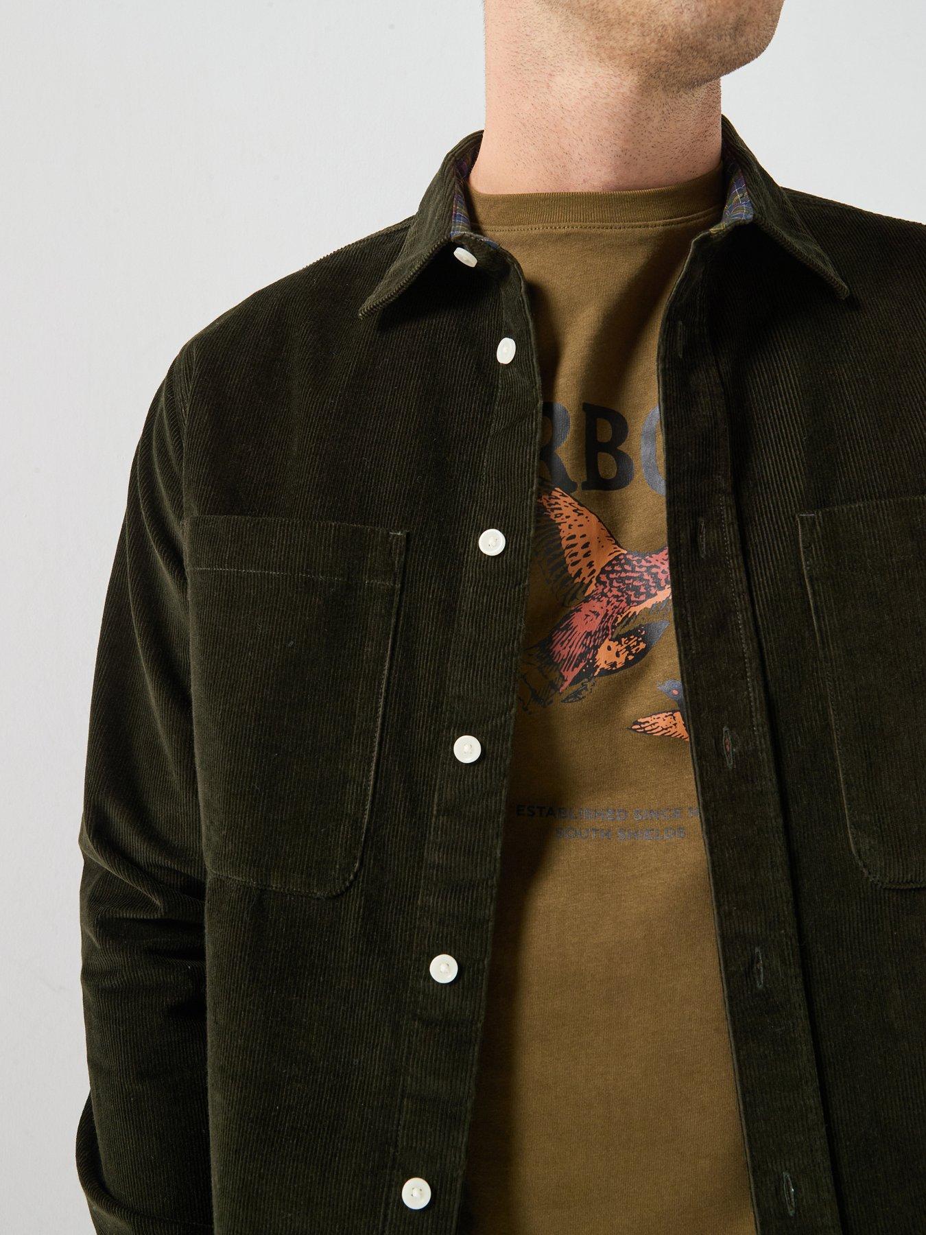 Image 4 of 5 of Barbour Mens Regular Fit Corduroy Long Sleeve Shirt - Green