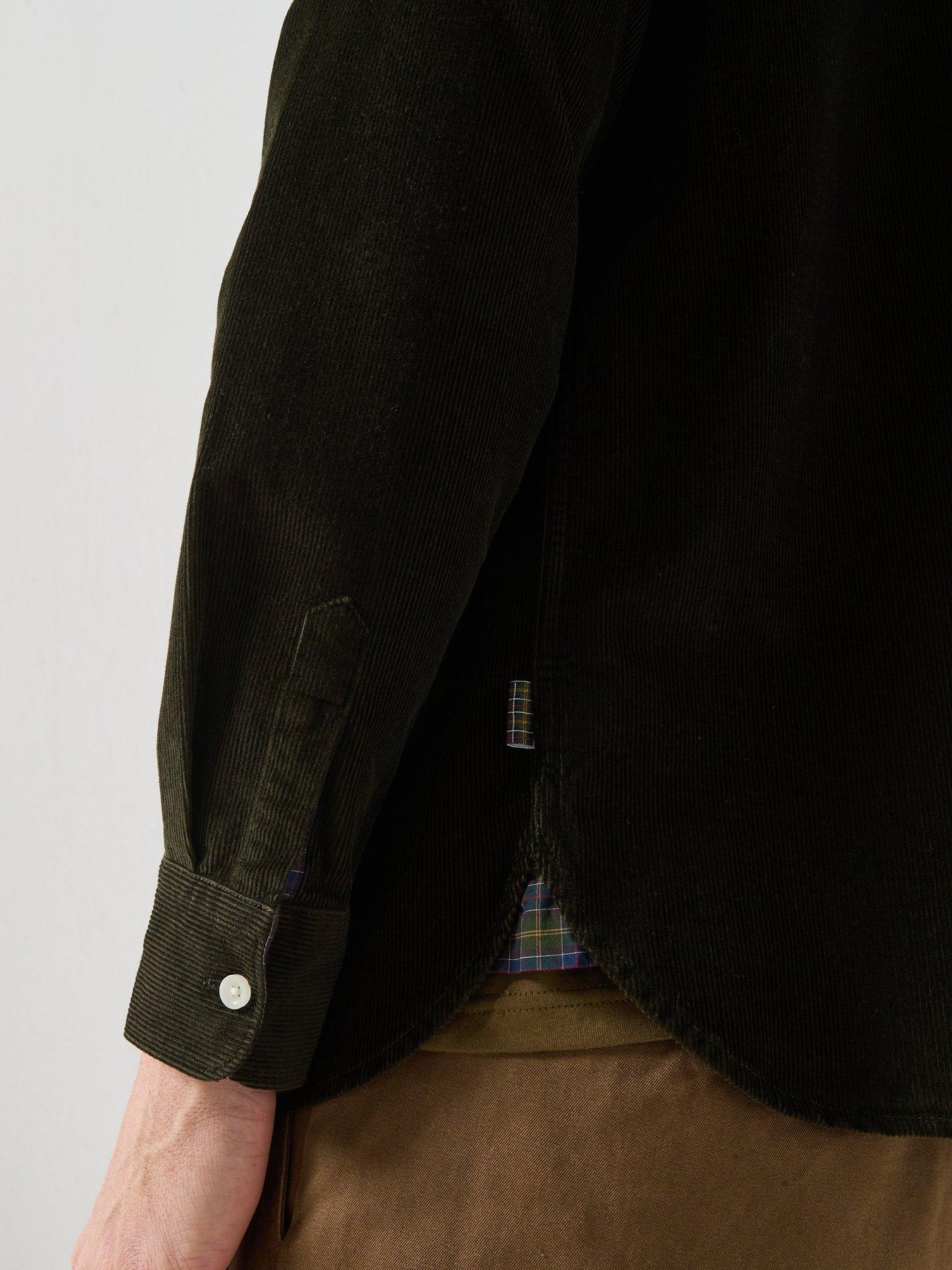 Image 5 of 5 of Barbour Mens Regular Fit Corduroy Long Sleeve Shirt - Green