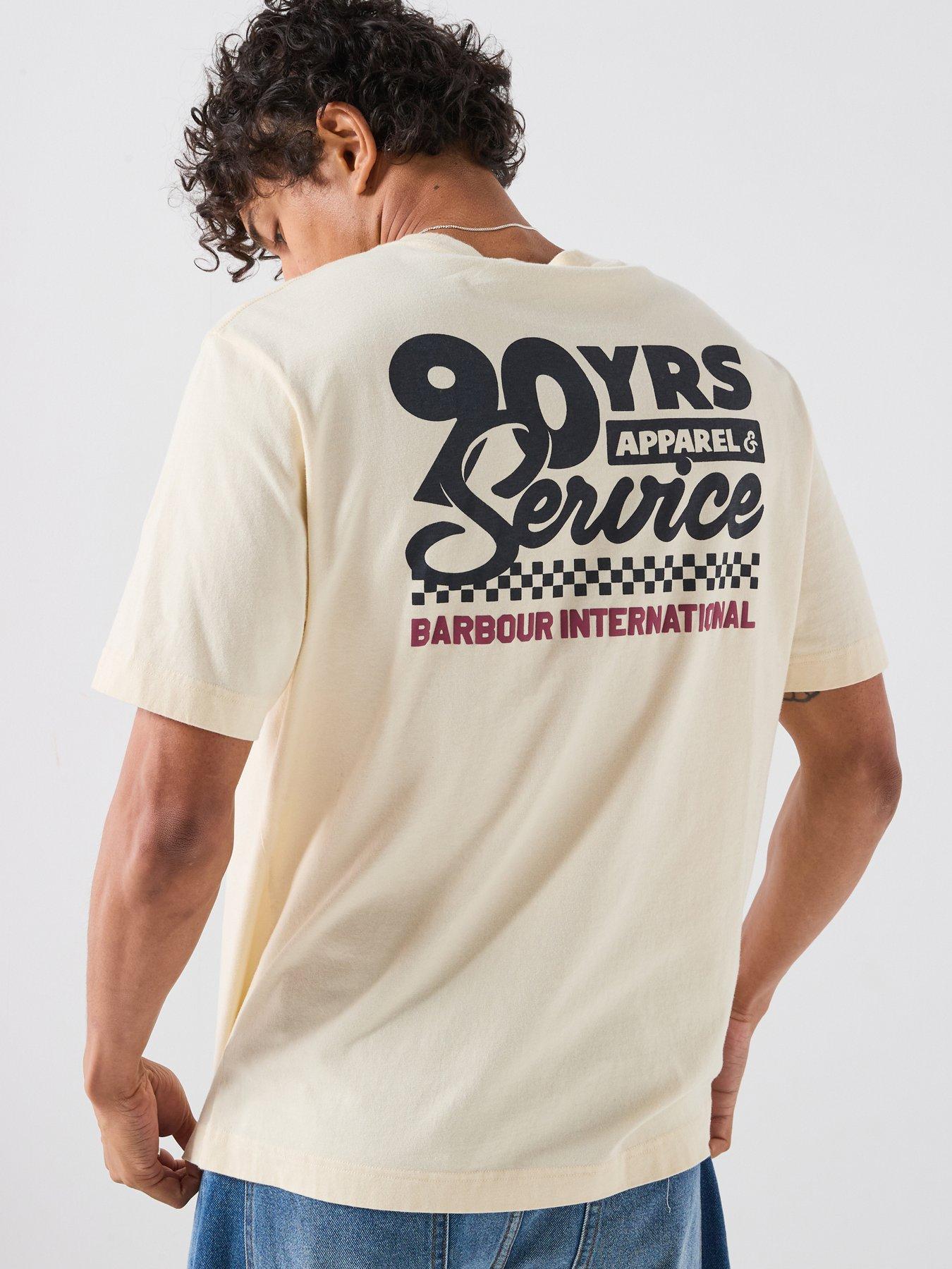 Image 1 of 6 of Barbour International International Herman Back Graphic Relaxed T-Shirt - Cream