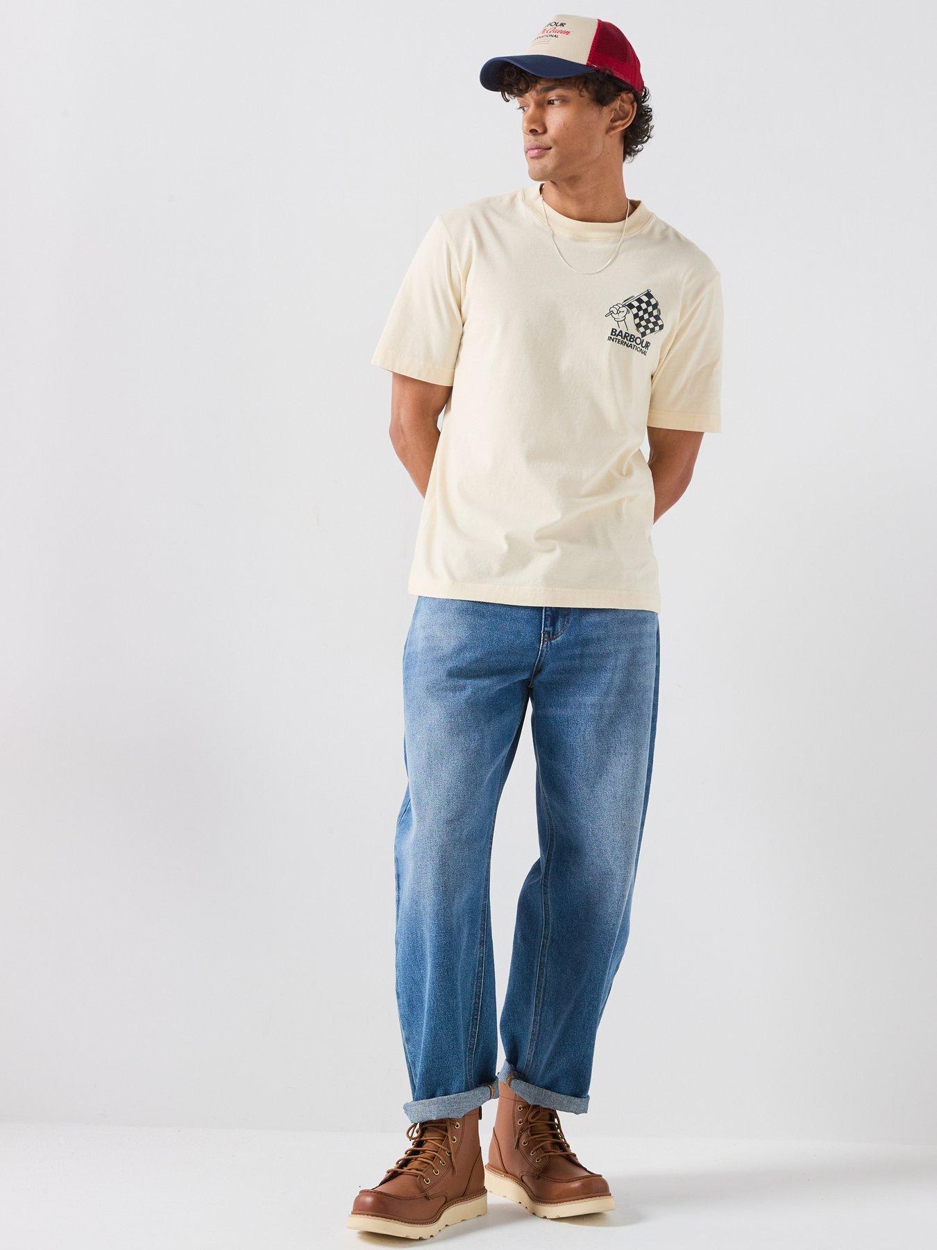 Image 3 of 6 of Barbour International International Herman Back Graphic Relaxed T-Shirt - Cream
