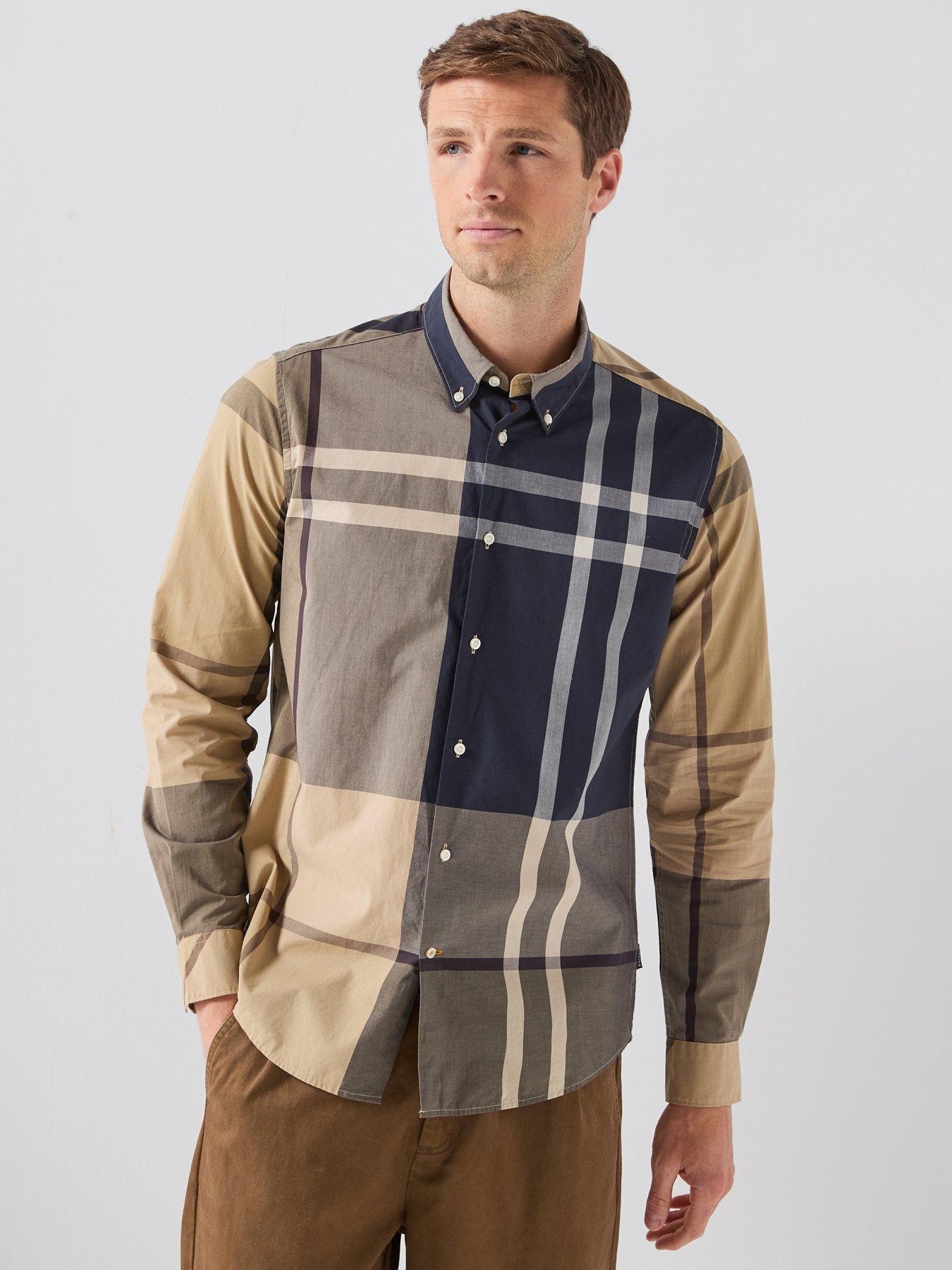 Barbour Large Birchwood Tartan Dunoon Tailored Shirt, Beige, Size 2Xl, Men
