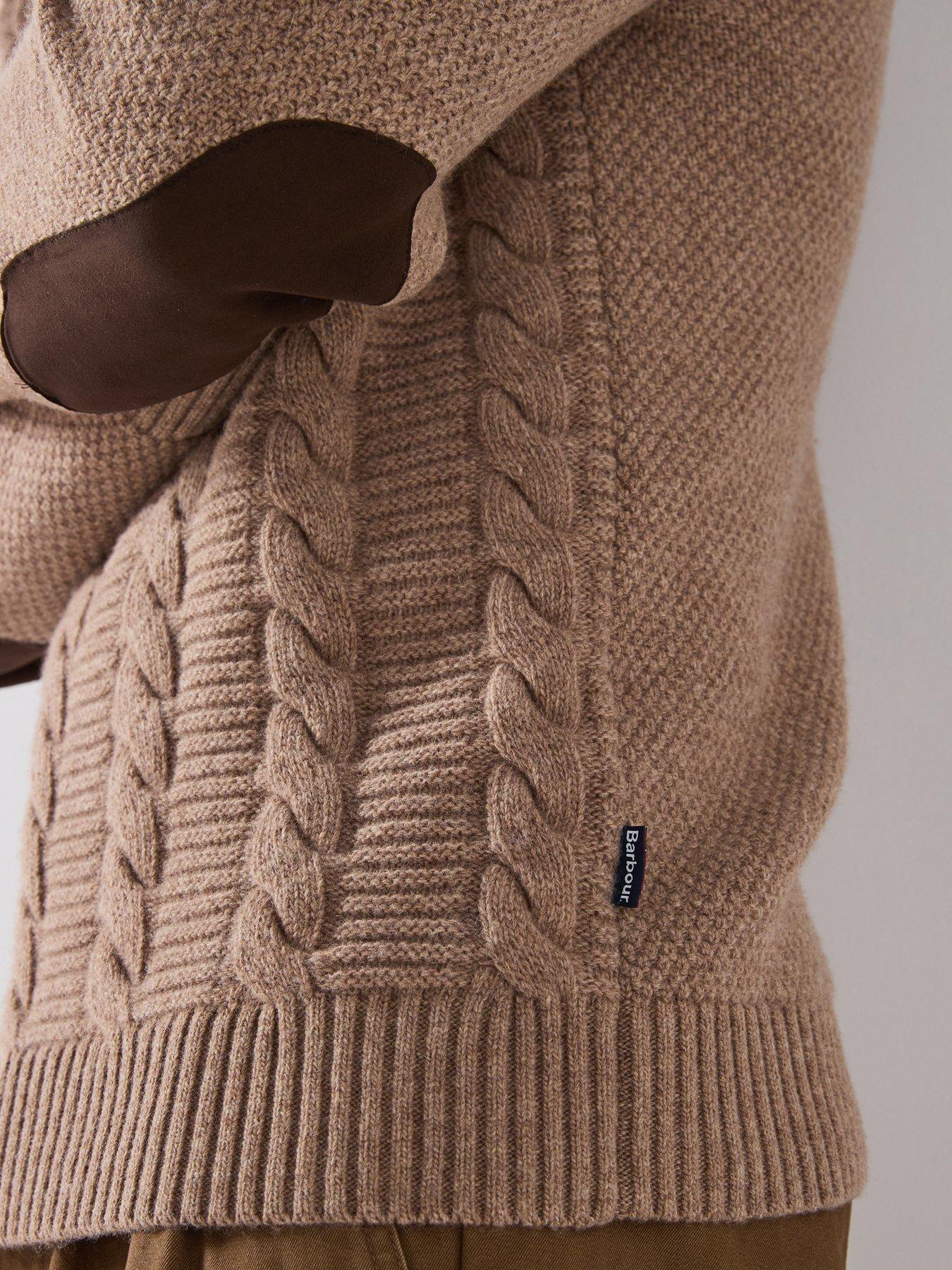 Image 4 of 6 of Barbour Mens Staplecross Cable Rollneck Wool Jumper - Beige