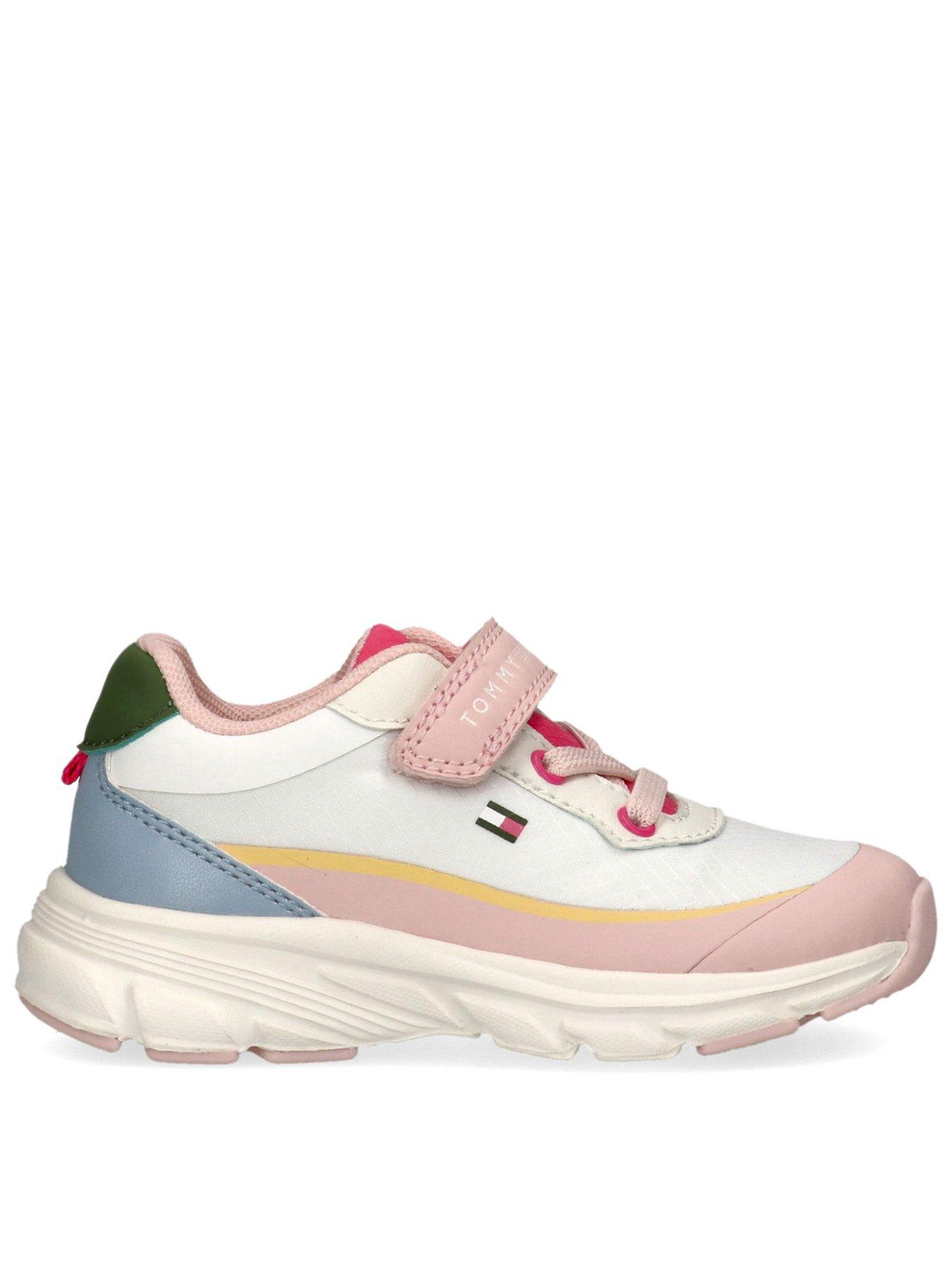Tommy Hilfiger Girls' Low Cut Trainers with Lace Up Front and Hook and Loop Fastening - Multi