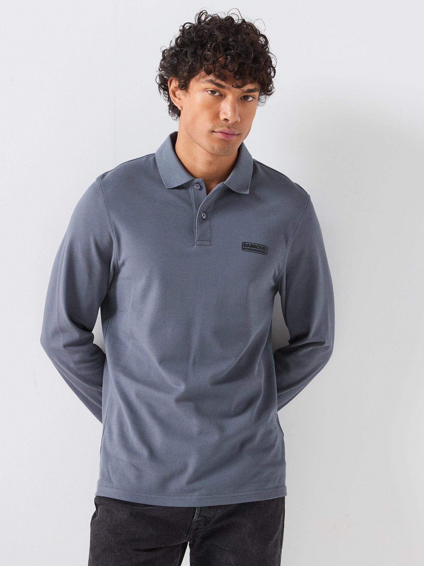 Image 1 of 6 of Barbour International Long Sleeve Polo Shirt - Grey