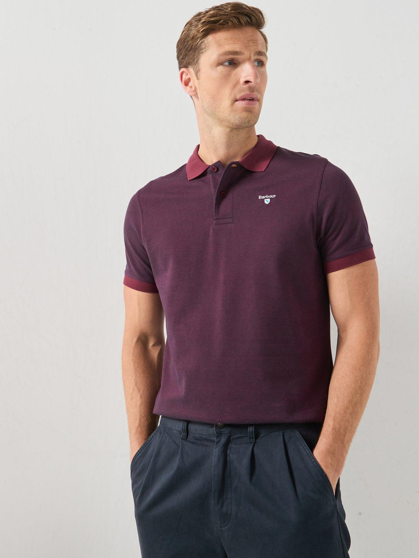 Barbour Essential Sports Mix Polo Shirt, Red, Size L, Men