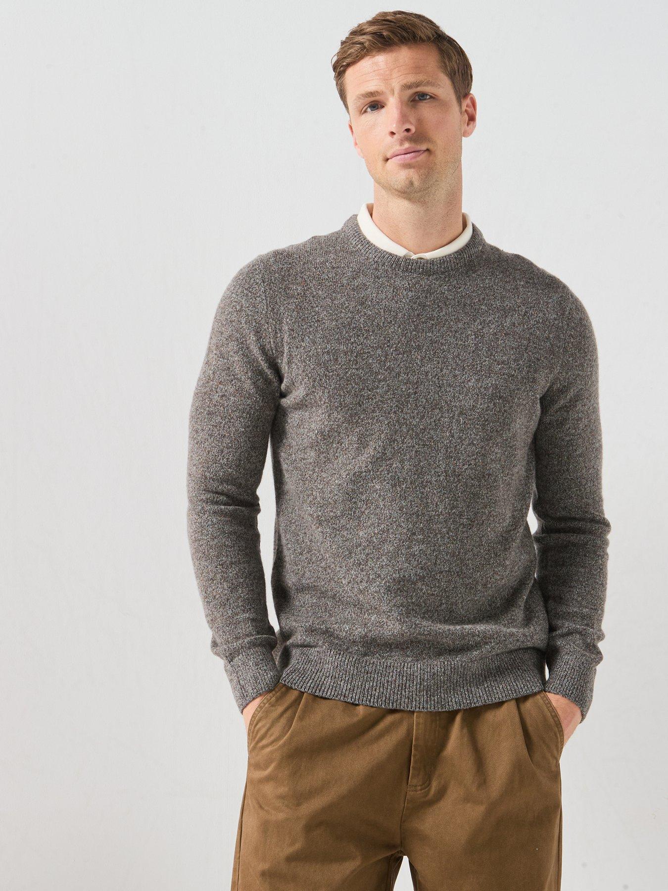 Image 1 of 5 of Barbour Mens Tisbury Wool-Rich Crew Neck Jumper - Grey