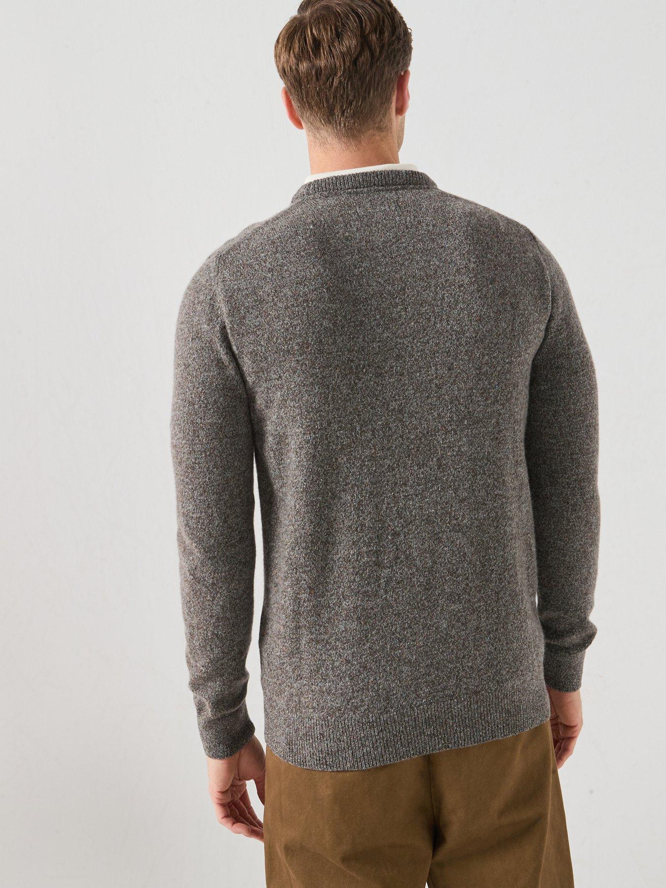 Image 2 of 5 of Barbour Mens Tisbury Wool-Rich Crew Neck Jumper - Grey