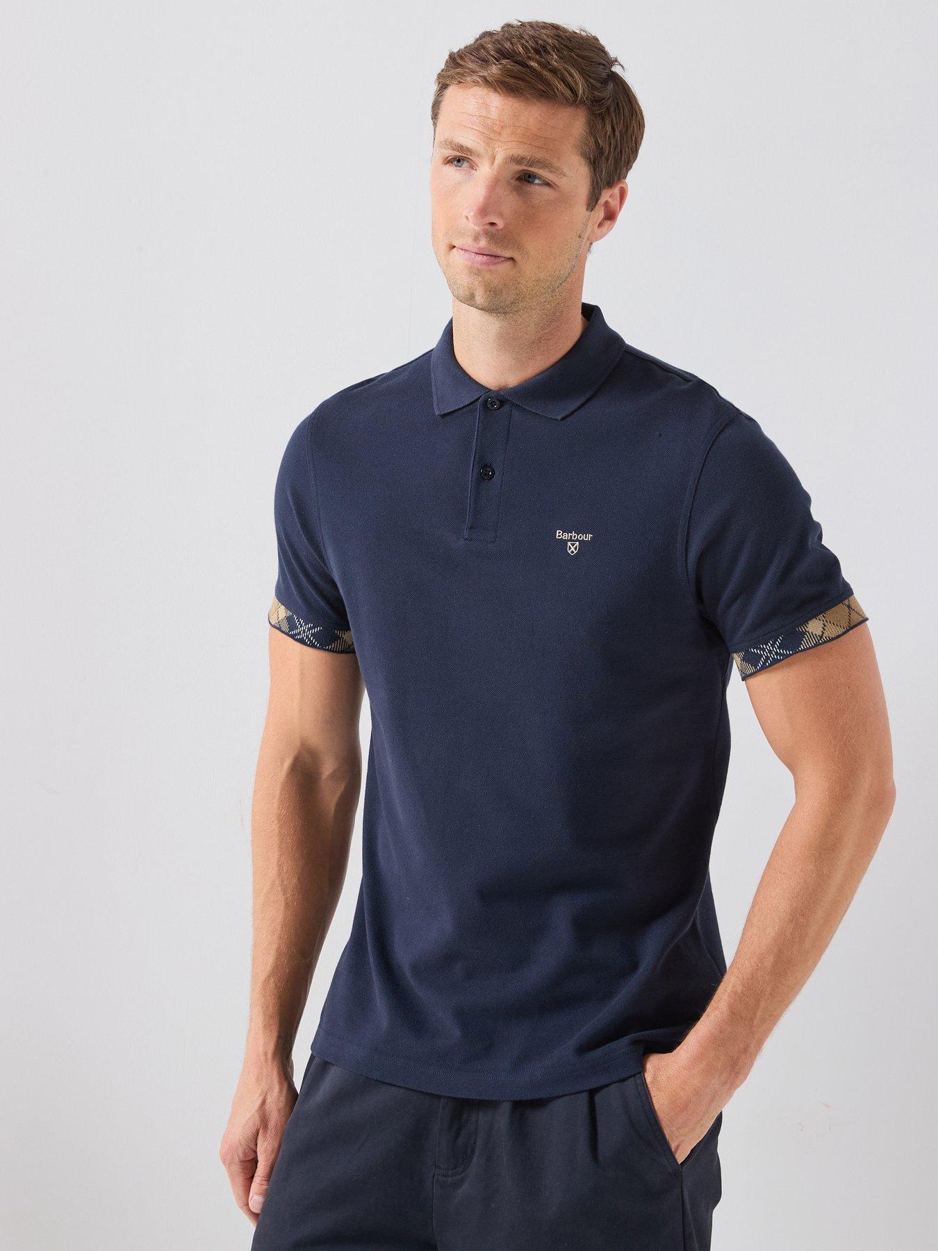 Barbour Stanford Tartan Sleeve Polo Shirt, Navy, Size Xl, Men