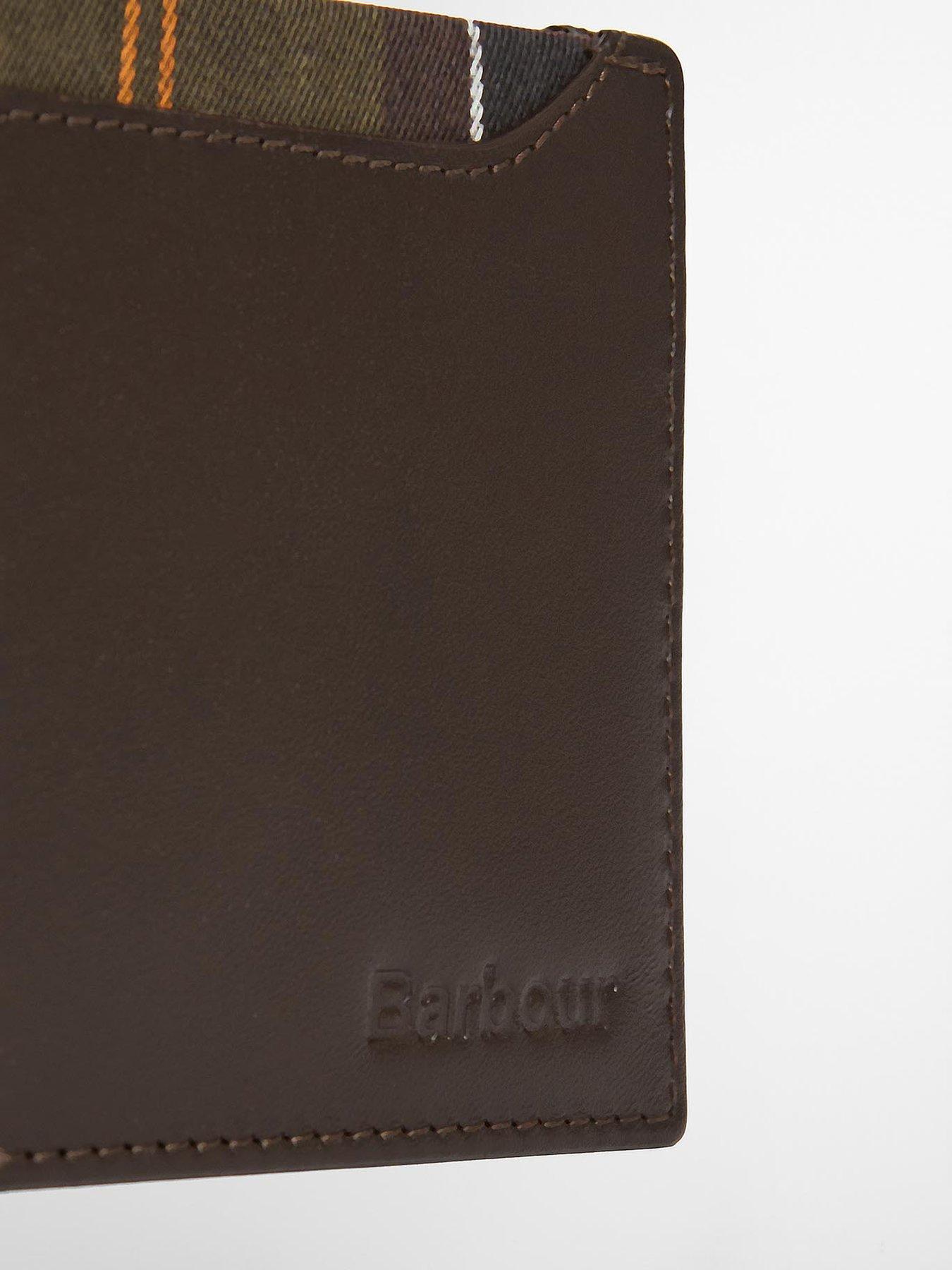 Image 5 of 5 of Barbour Mens Brodick Leather Tartan Lined Billfold Wallet - Brown