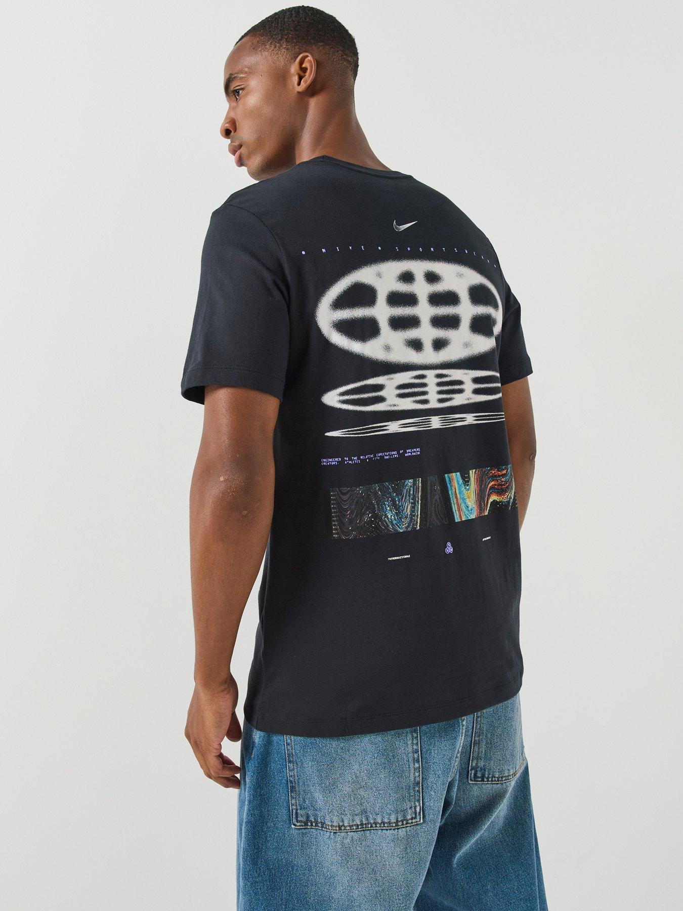 Nike Nike Mens Original Content Globe Back Graphic T-shirt - Black