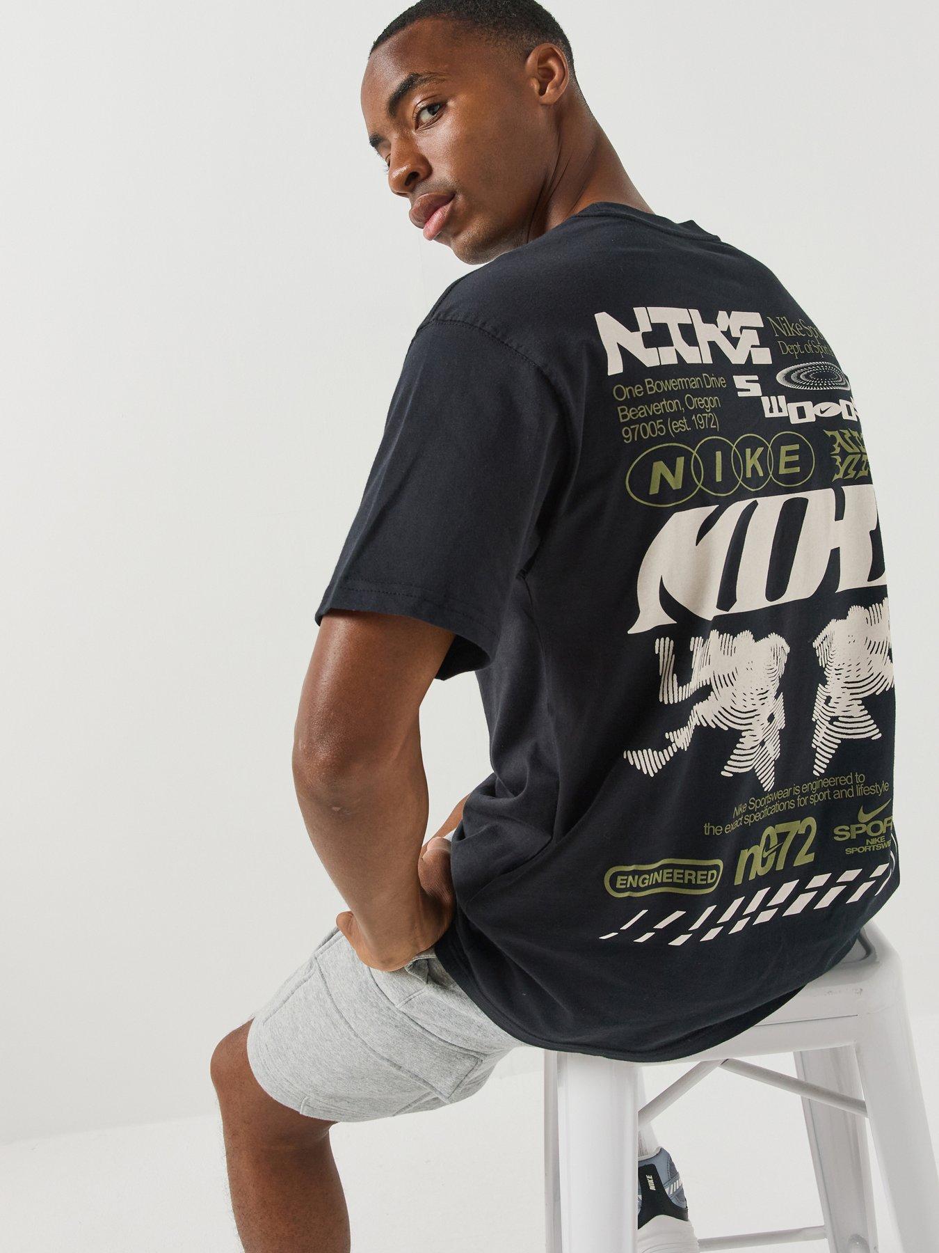 Nike Mens Hbr Poster Back Graphic Loose Fit T-Shirt - Black