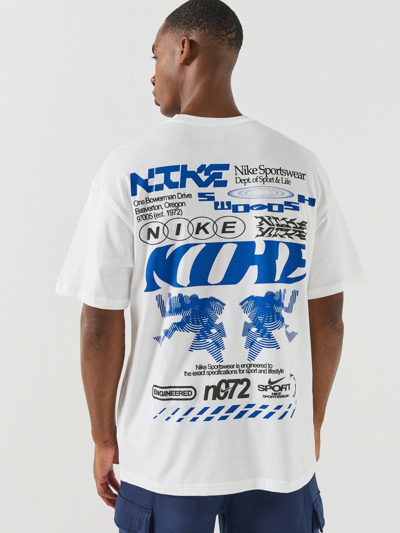 Nike Mens HBR Poster Back Graphic Loose Fit T-Shirt - White