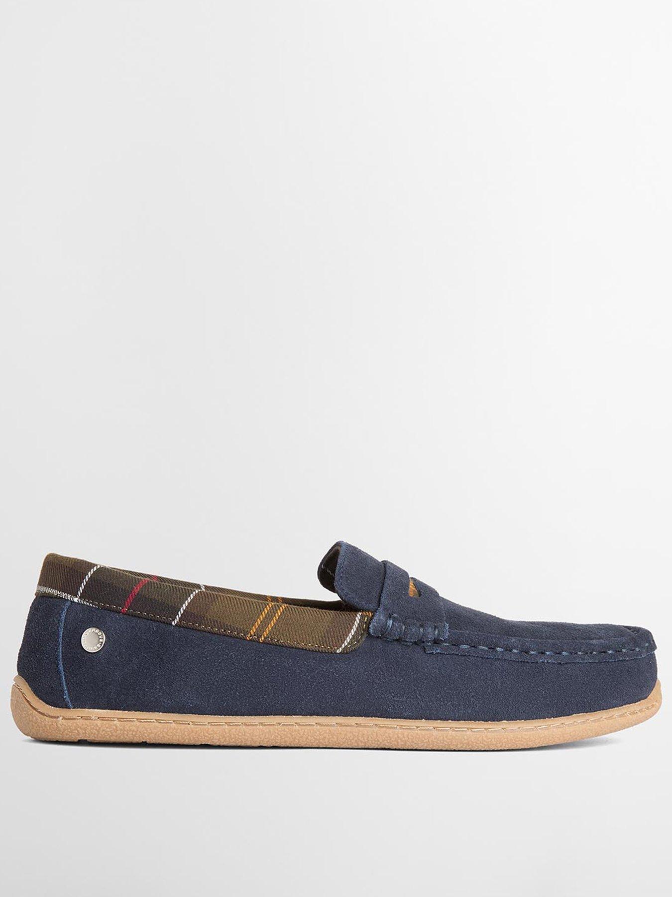 Barbour Mens Albert Slip-On Tartan Trim Slippers, Navy, Size 7, Men