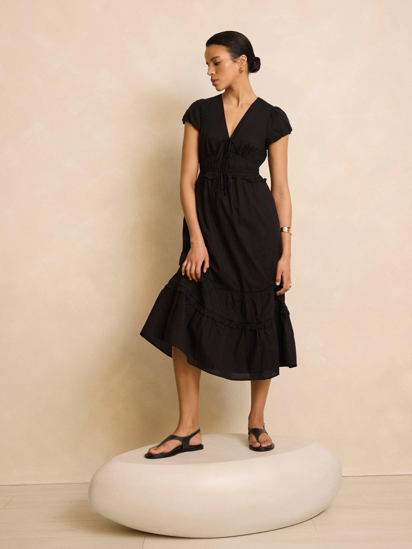 Mint Velvet Black Tiered Midi Dress | Very