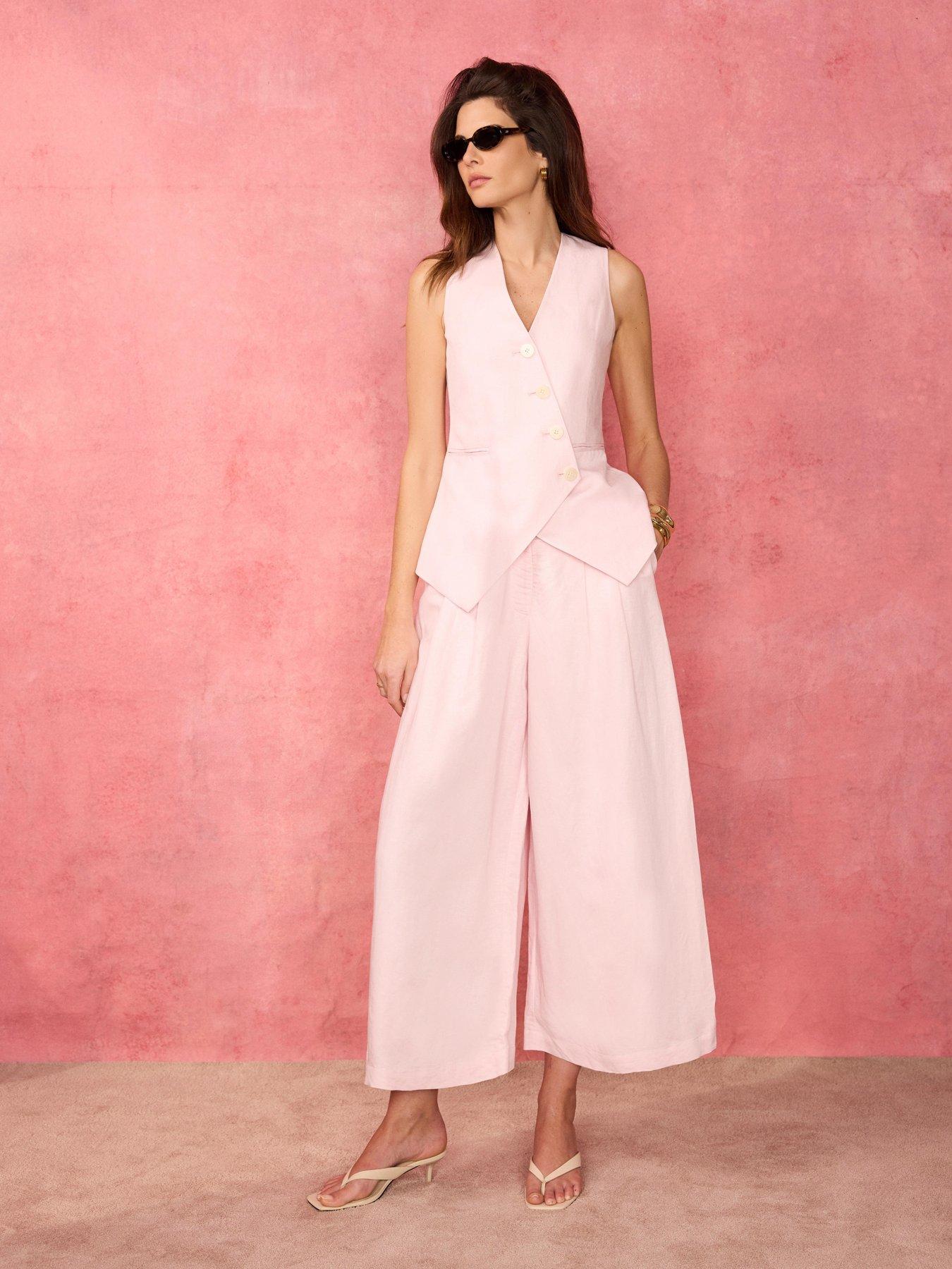 Mint Velvet Pink Linen Crop Trouser