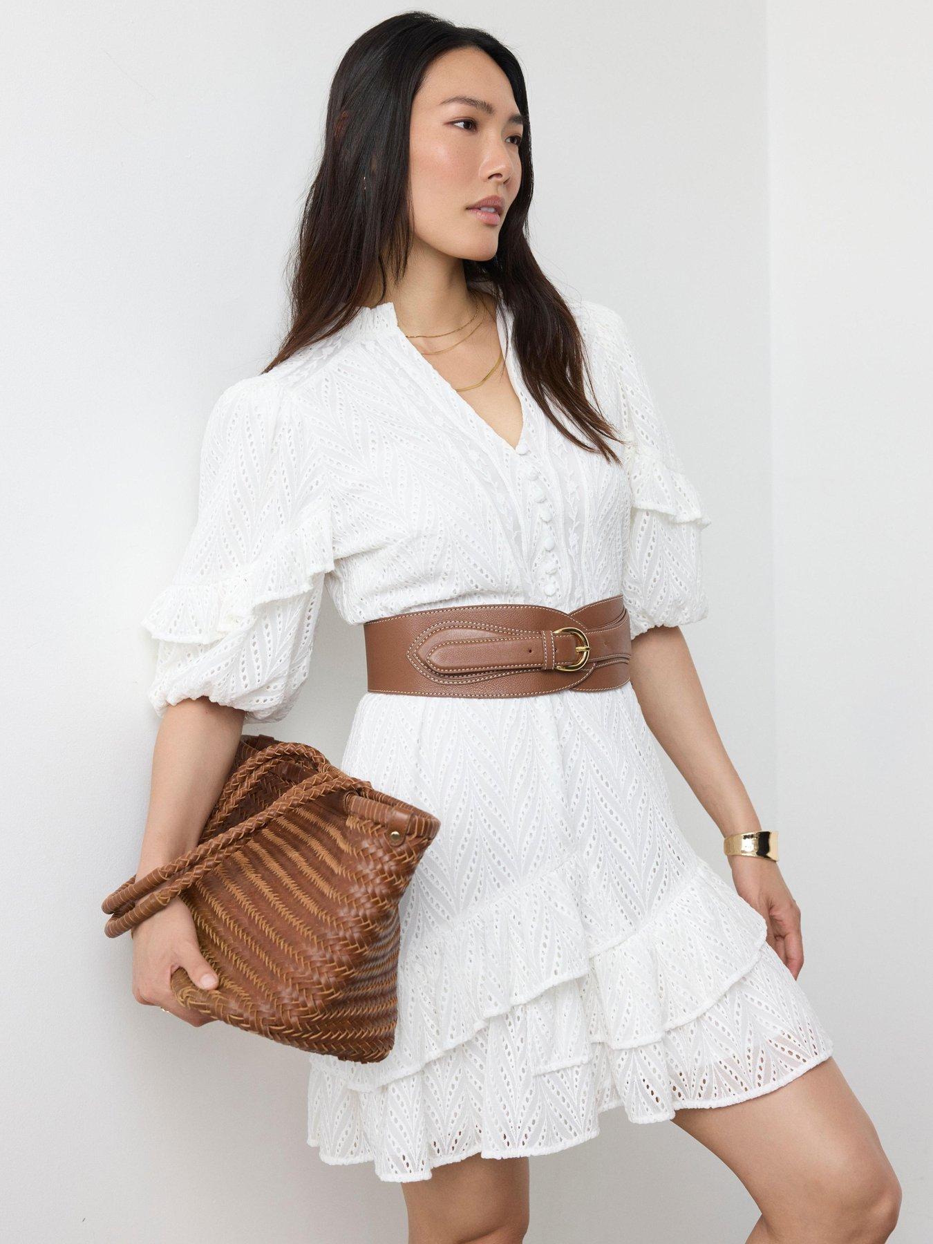 Mint Velvet Ivory Schiffley Mini Dress - White | Very