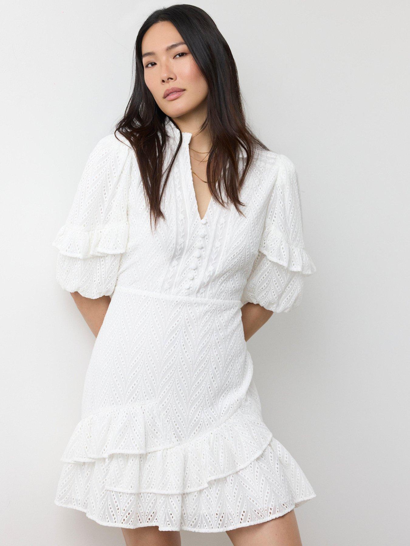 Mint Velvet Ivory Schiffley Mini Dress - White | Very