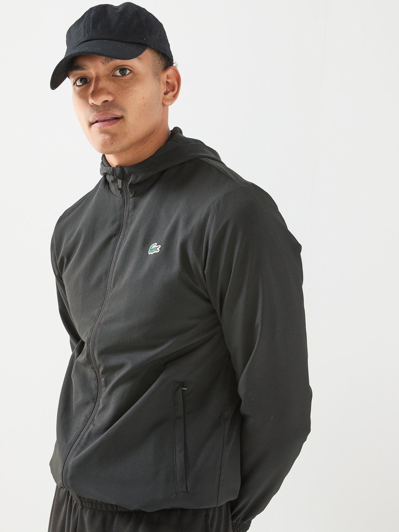 Image 1 of 6 of Lacoste Mens Water-Repellent Regular Fit Sport Jacket - Black